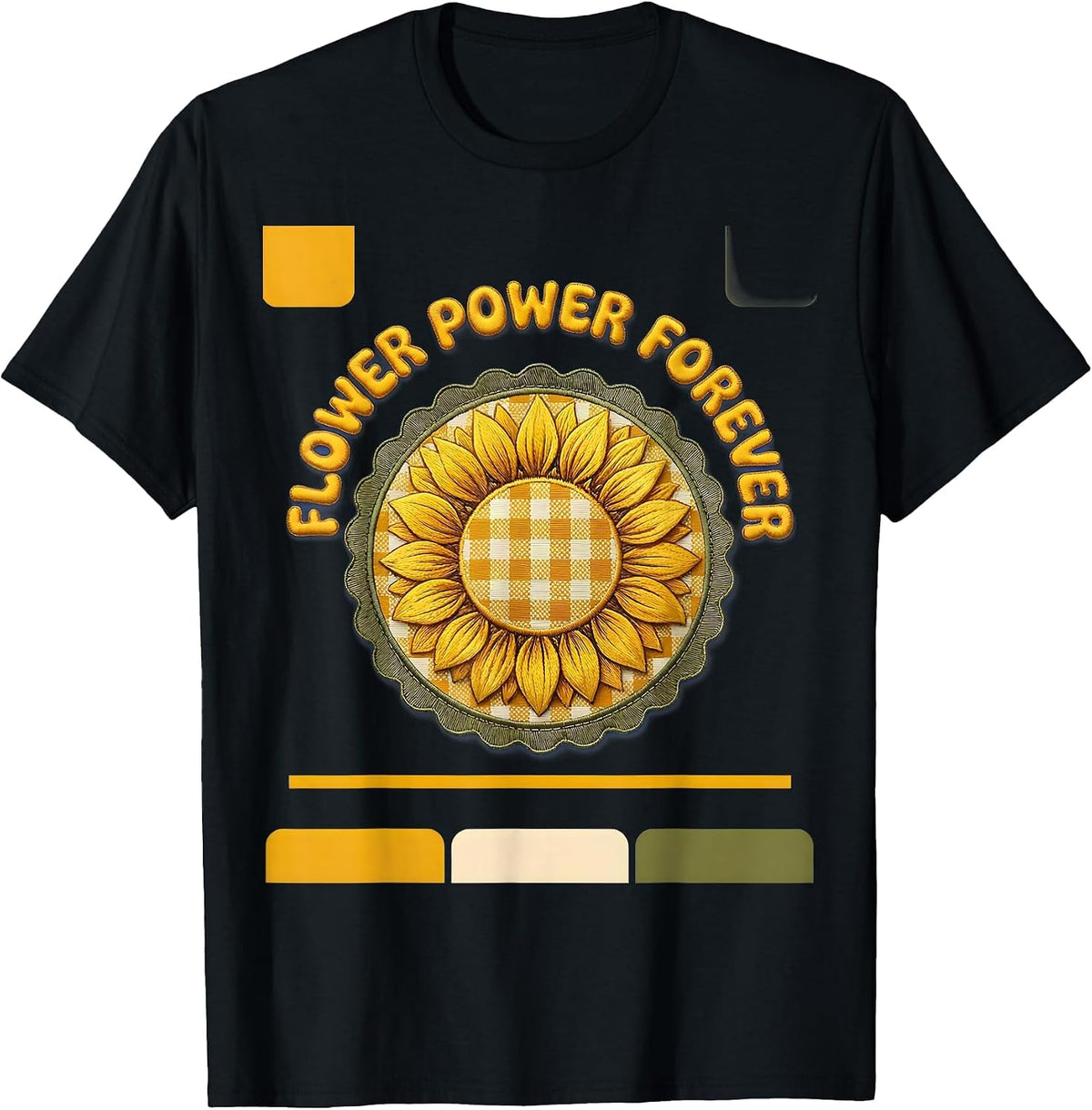 Men's Flower Power Forever Hippie Groovy Design T-Shirt - Black