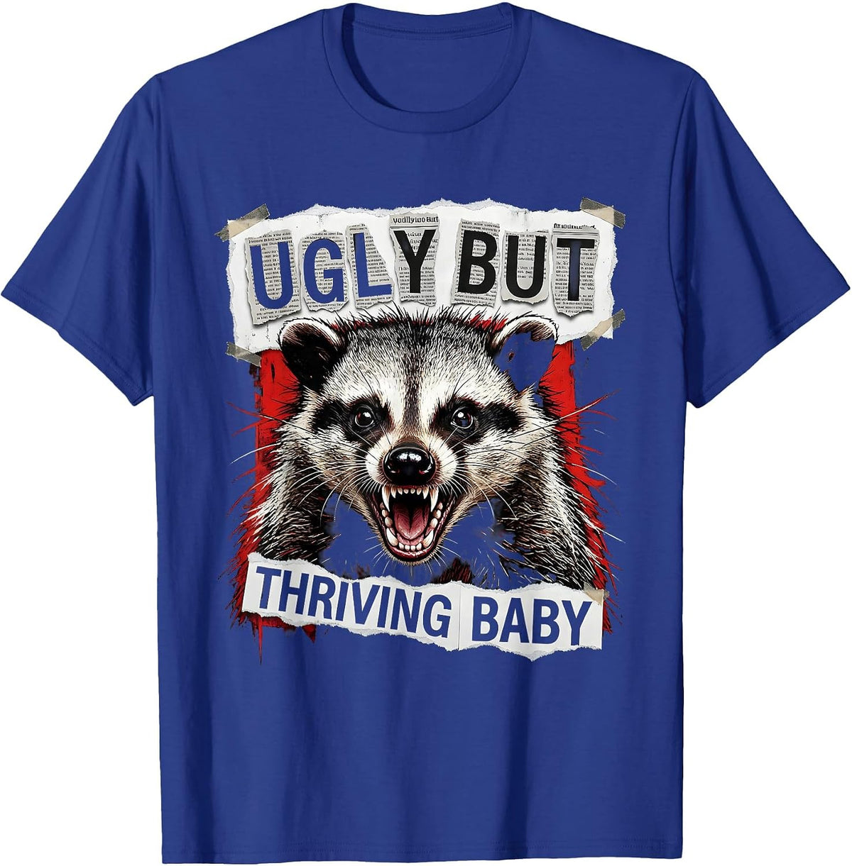 Men's Ugly But Thriving Opossum Funny Animal Design T-Shirt - Royal Blue
