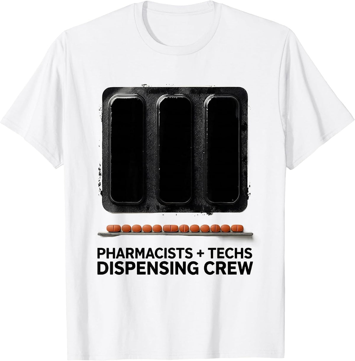 Men's Pharmacists + Techs, Dispensing Crew Funny Pharmacy Crew T-Shirt - White