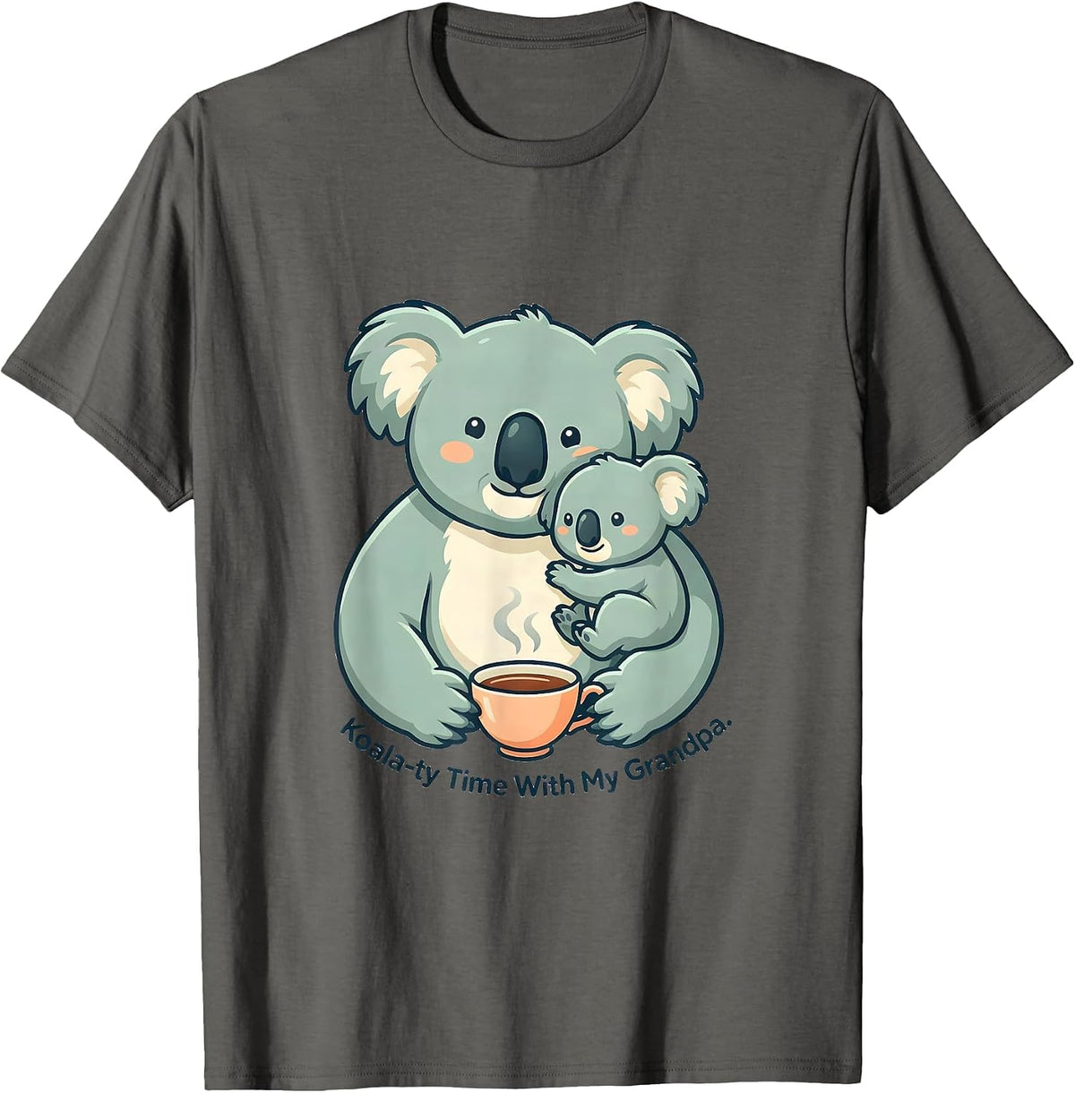Men's Koala-ty Time With My Grandpa Cute Kawaii Koala Pun Gift T-Shirt - Asphalt Grey