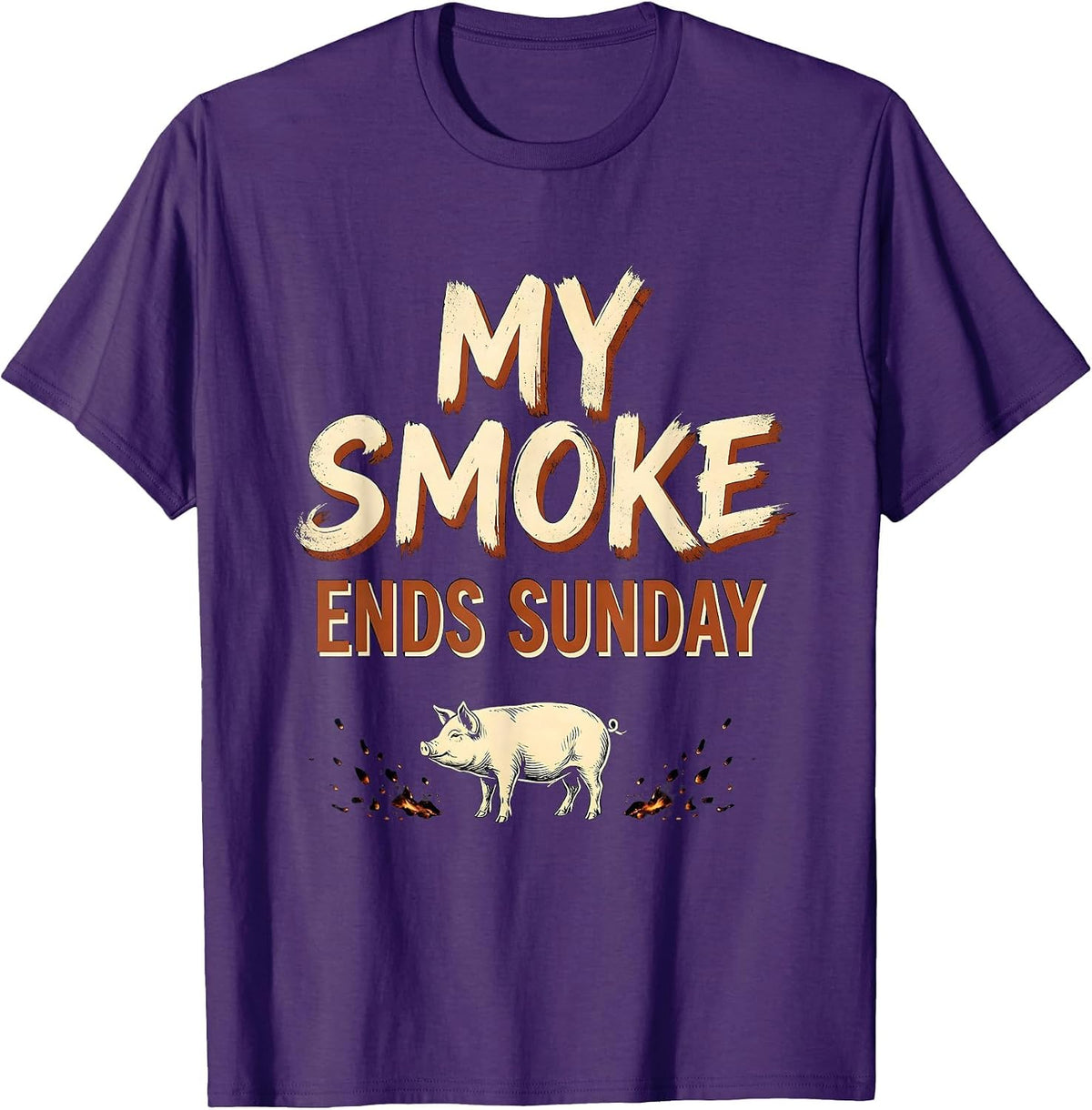 My Smoke Ends Sunday Funny BBQ Cookout Party Dad T-Shirt - Purple