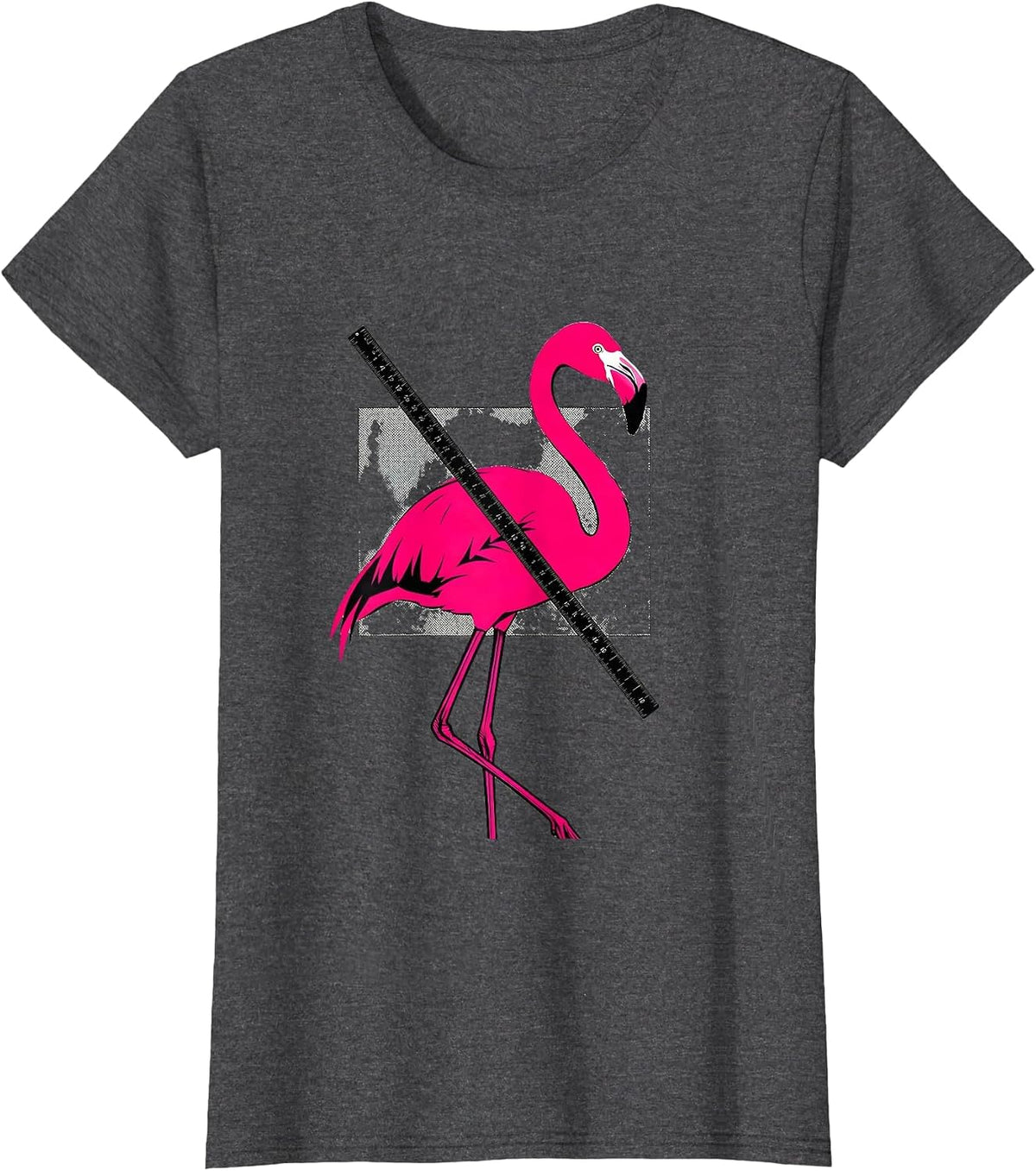 Women's Reduced Flamingo Novelty Bird Humor Gift T-Shirt - Dark Heather Grey