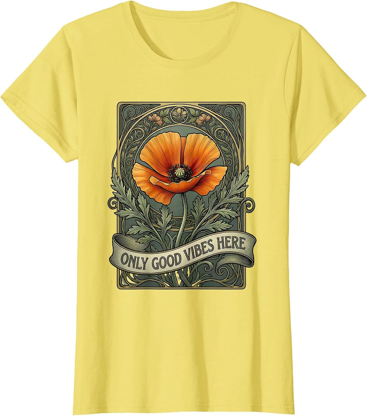 Only Good Vibes Here California Design T-Shirt - Lemon Yellow