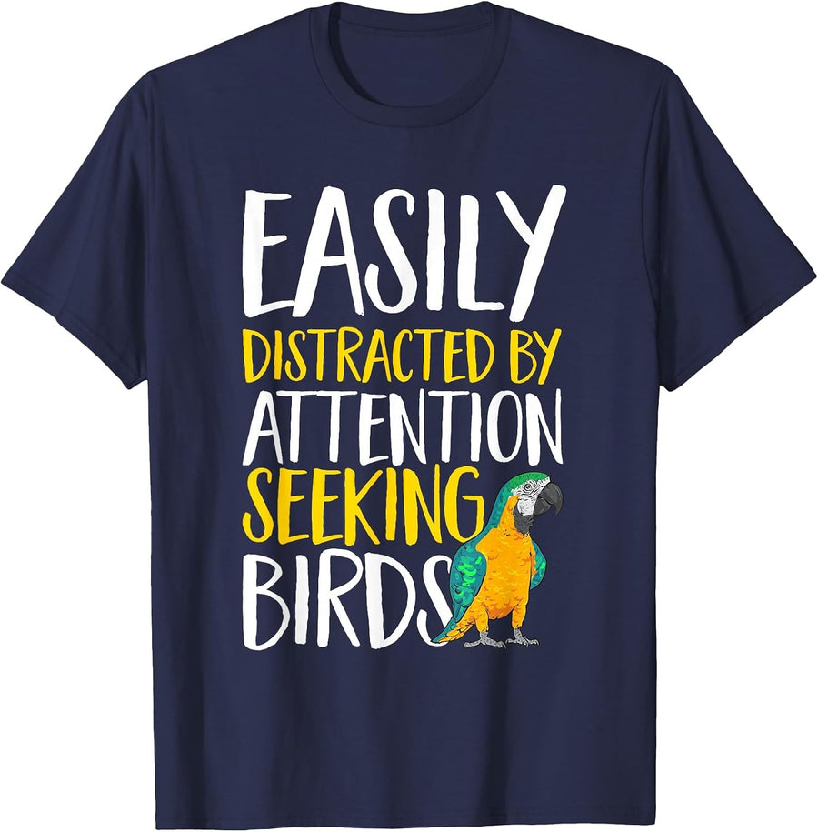Yellow Rustara Blue and Yellow Macaw T-Shirt - Navy Blue
