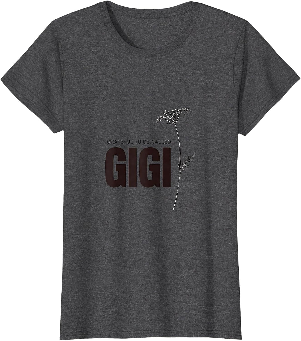 Women's Grateful To Be Called Gigi Boho Minimalist Grandma Name T-Shirt - Dark Heather Grey