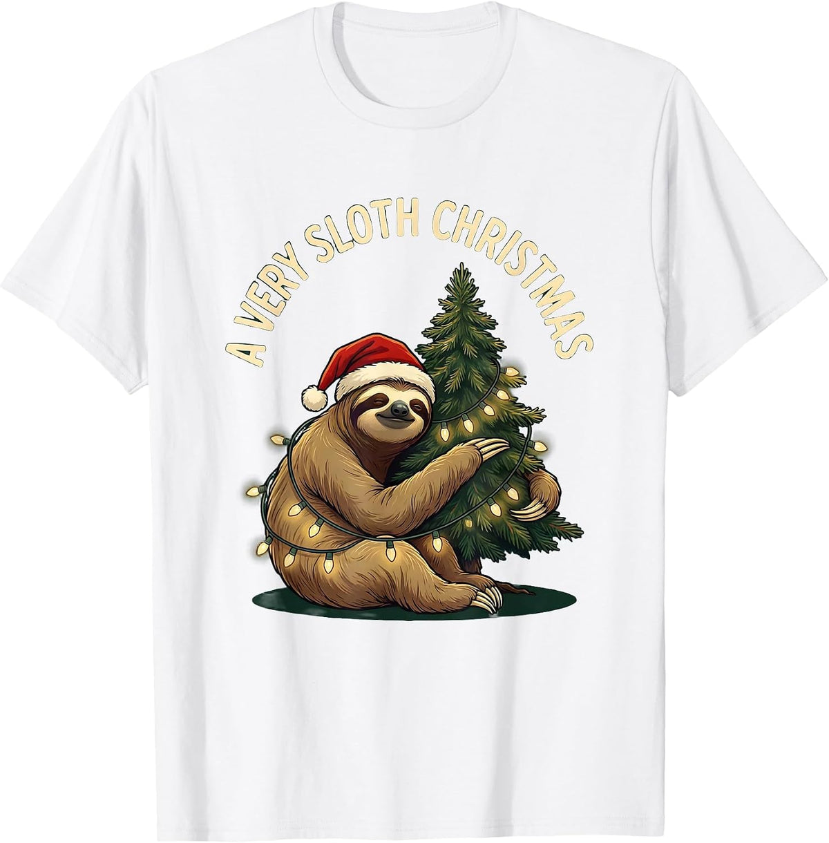 Men's A Very Sloth Christmas Funny Sloth Lover Holiday Pajama Gift T-Shirt - White