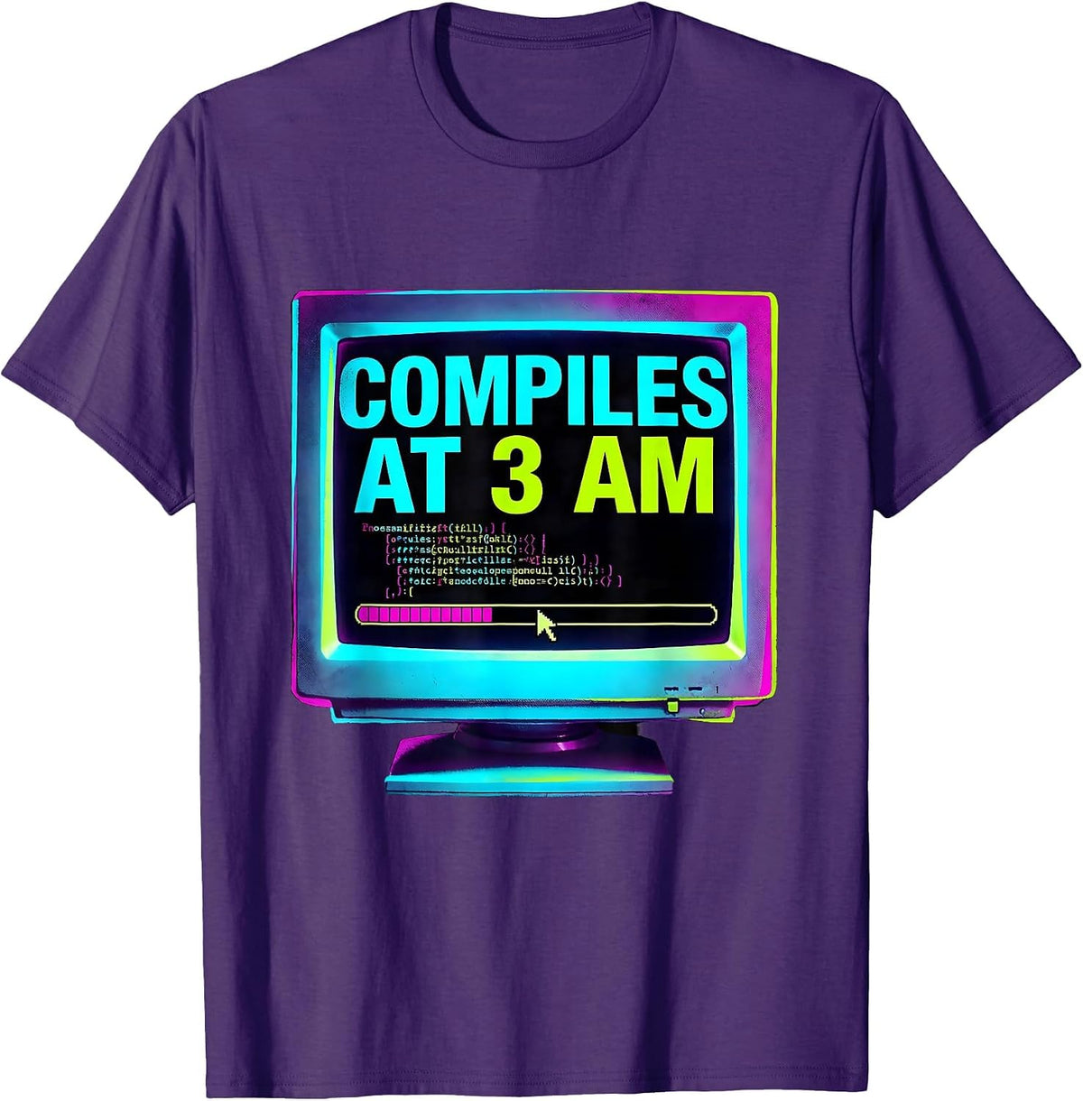 Compiles At 3 AM Funny Programmer Developer Nerd T-Shirt - Purple