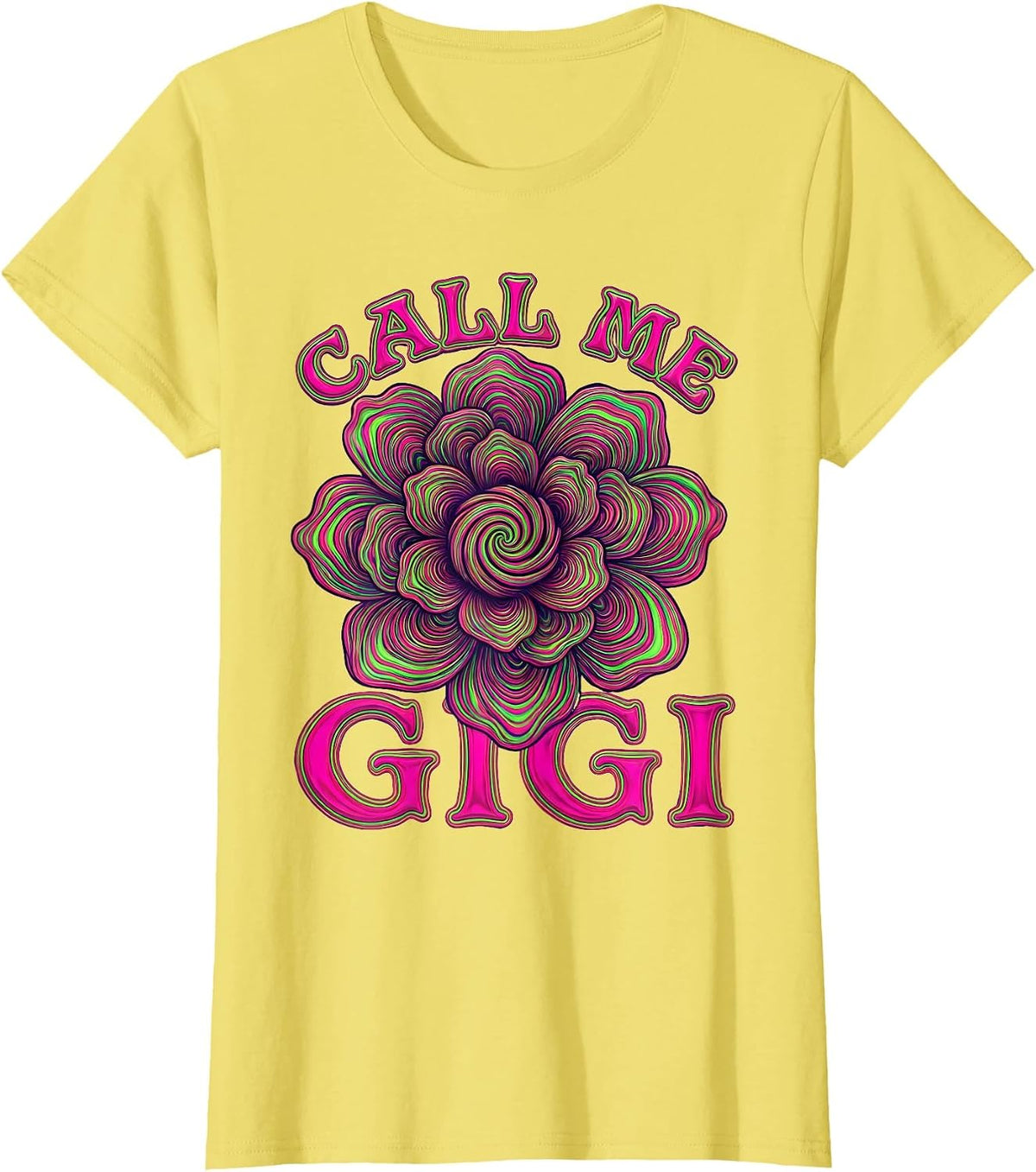 Women's Call Me Gigi Grandma Pride Design T-Shirt - Lemon Yellow