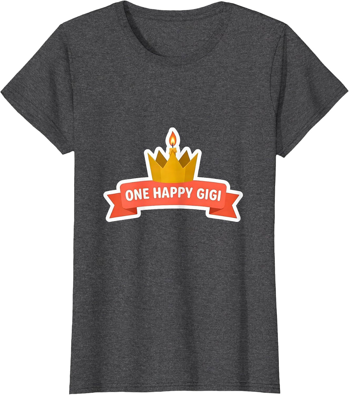 Women's One Happy Gigi Family Matching First Birthday Role Keepsake T-Shirt - Dark Heather Grey