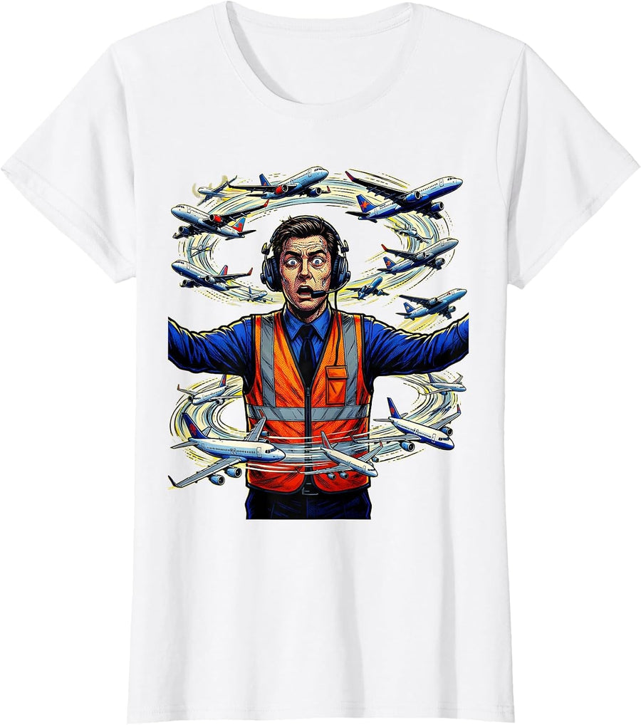 Women's Chaos Coordinator Air Traffic Controller Graphic T-Shirt - White