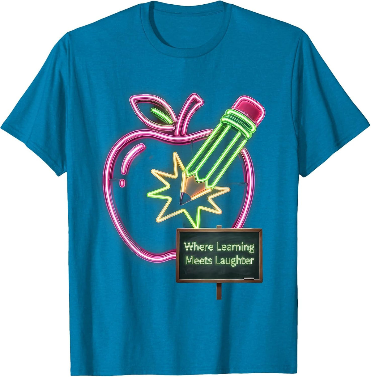 2nd Grade Teacher Where Learning Meets Laughter T-Shirt - Sapphire Blue