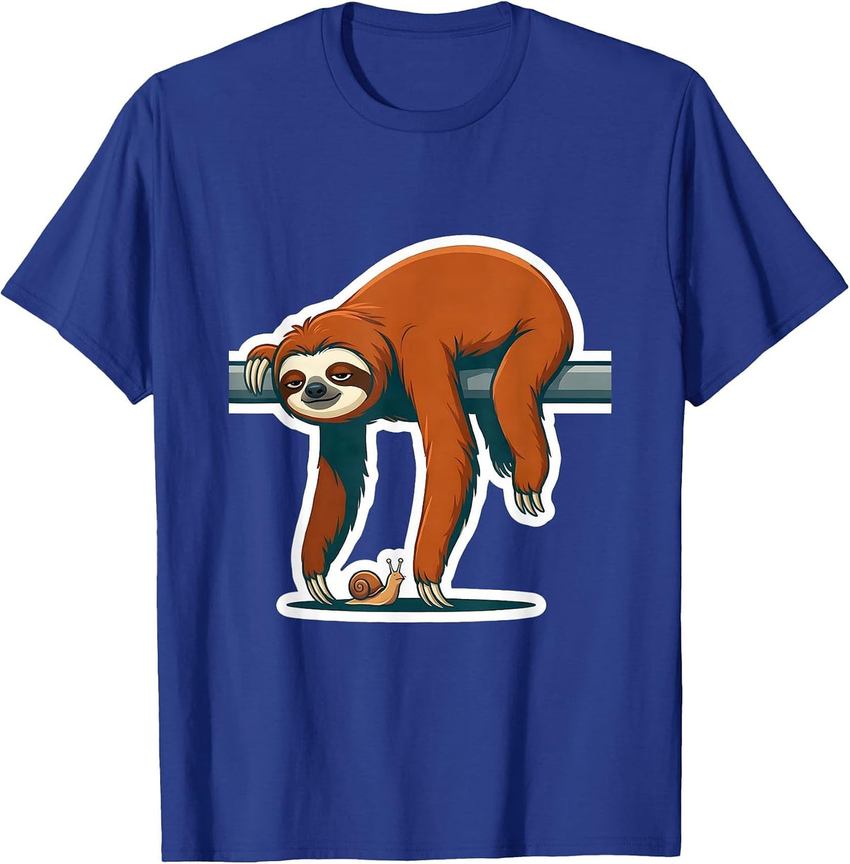 Men's Compact Sloth Sticker Chill Humor Animal Lover T-Shirt - Royal Blue