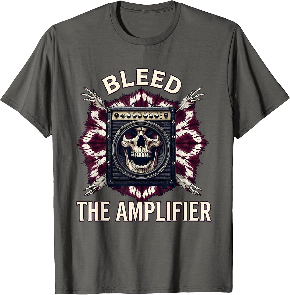Bleed the Amplifier Metal Band Graphic Design T-Shirt - Asphalt Grey