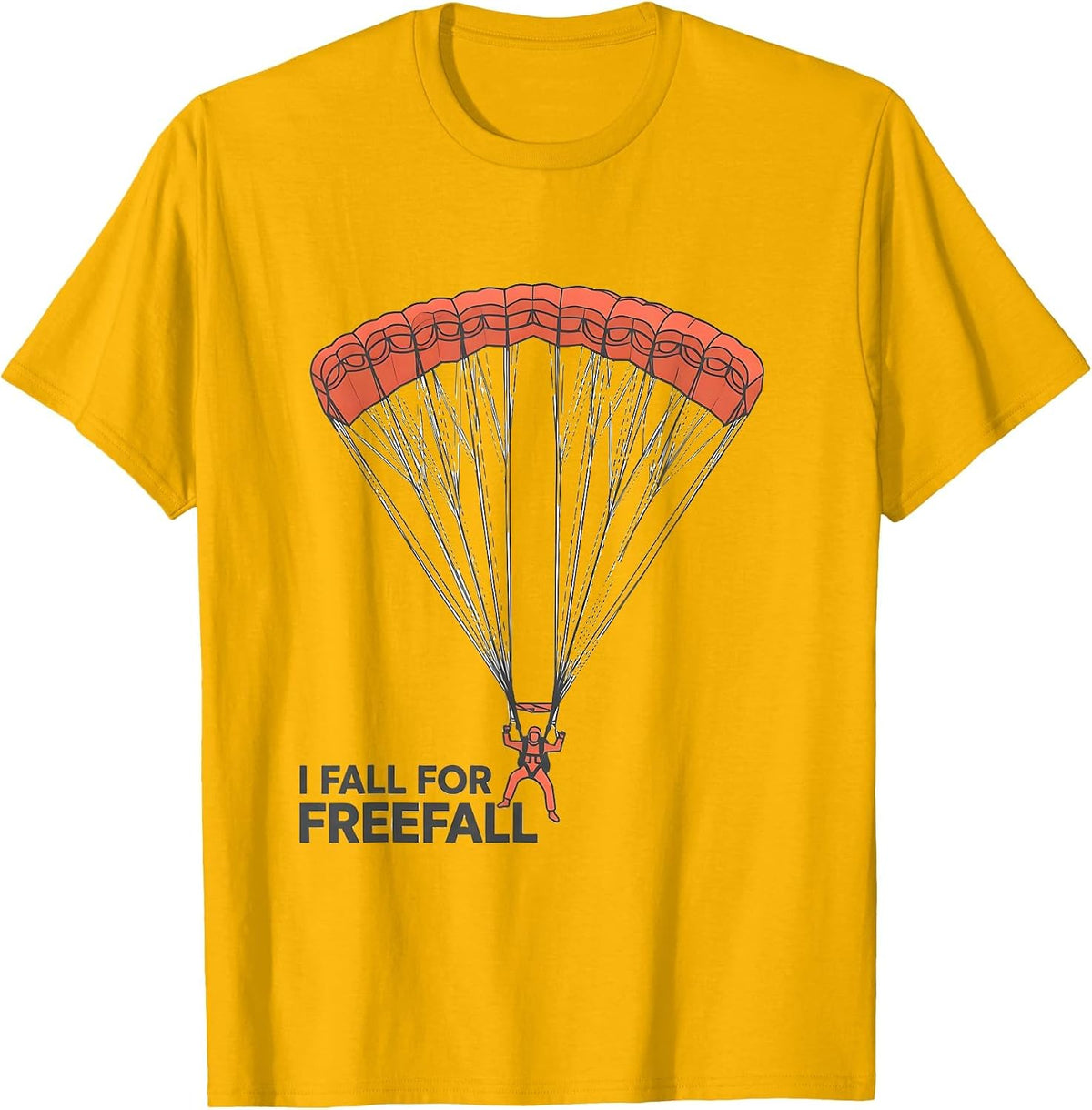 I Fall For Freefall Funny Skydiving Enthusiast Gift T-Shirt - Golden Yellow
