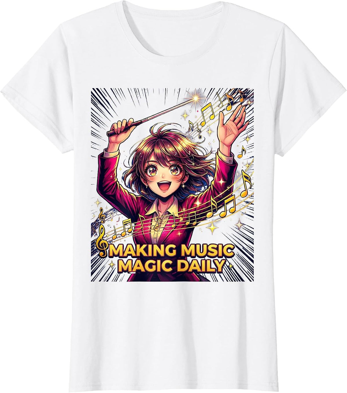 Making Music Magic Daily Music Teacher Design T-Shirt - White