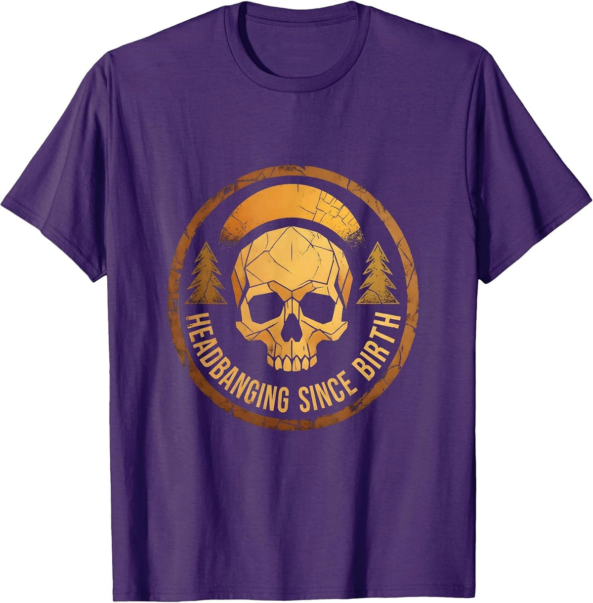 Headbanging Since Birth Heavy Metal Design T-Shirt - Purple