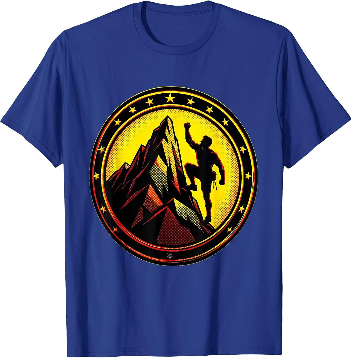 Mountain Peak Silhouette Climbing Adventure Graphic T-Shirt - Royal Blue