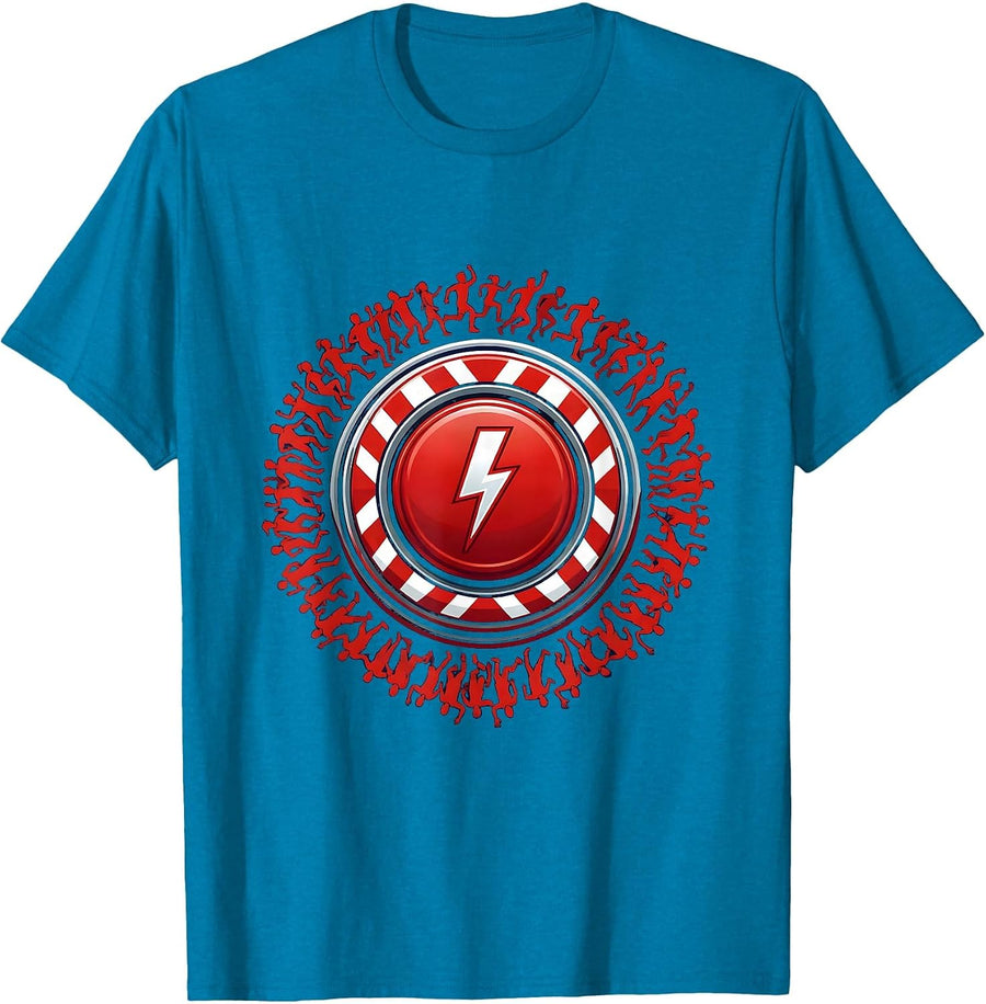 Chaos Coordinator Emergency Button Graphic Tee T-Shirt - Sapphire Blue