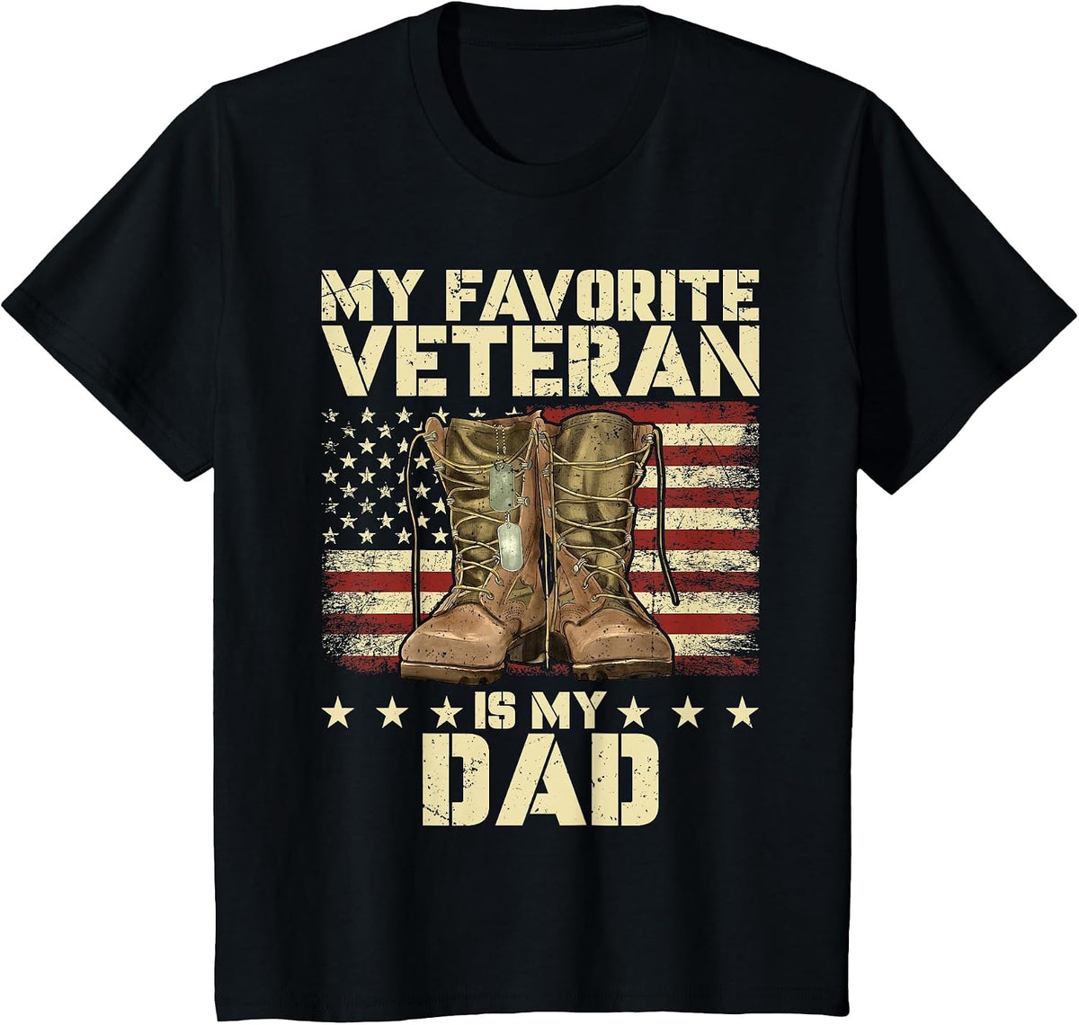 Father Veterans Day My Favorite Veteran is My Dad for Kids T-Shirt - Black
