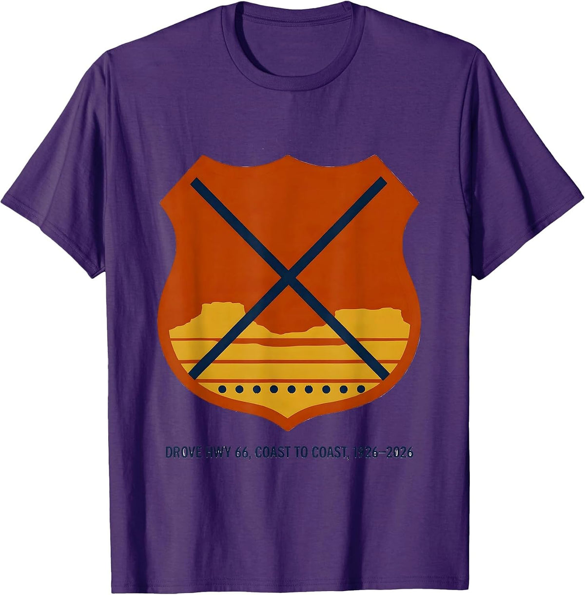 Men's Drove Hwy 66, Coast To Coast, 1926-2026 Vintage T-Shirt - Purple