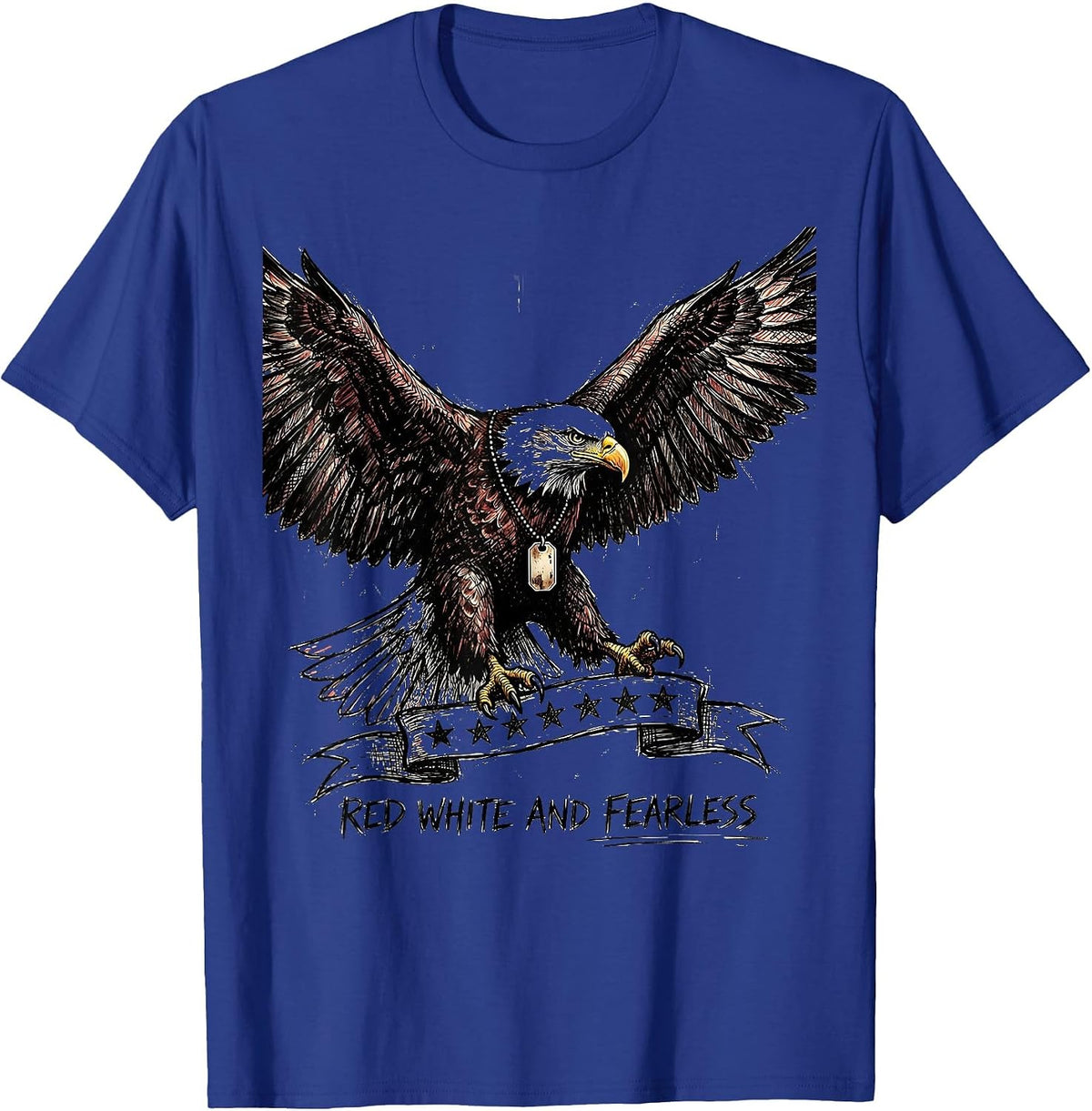 Red White and Fearless Memorial Day Men's Design T-Shirt - Royal Blue