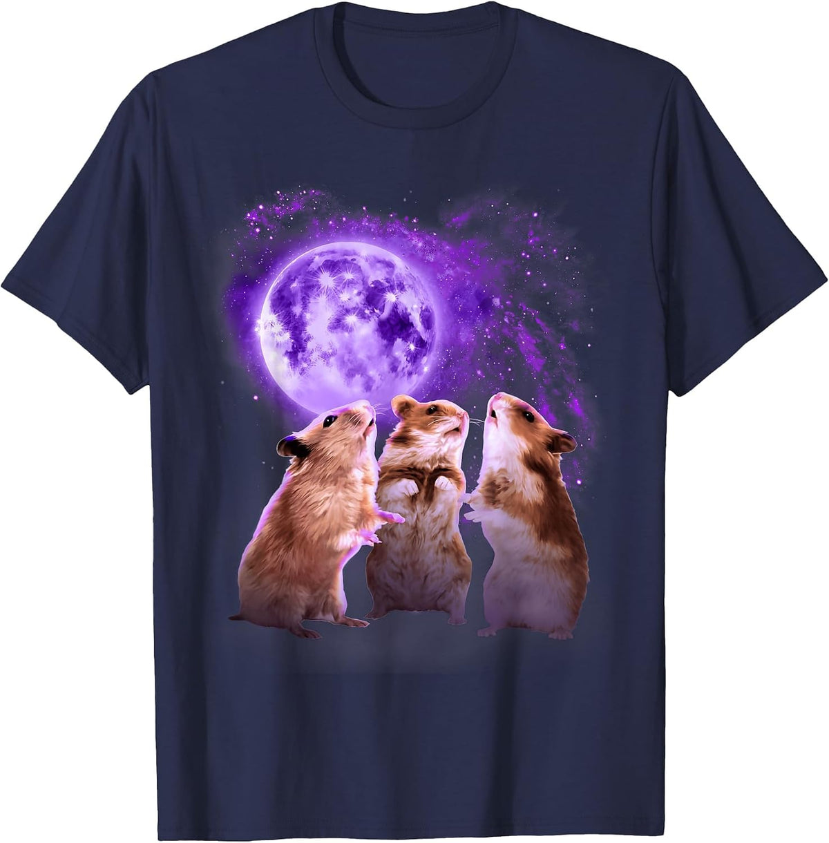 Hamsters Howling at the Moon Shirt - Funny Hamster T-Shirt - Navy Blue