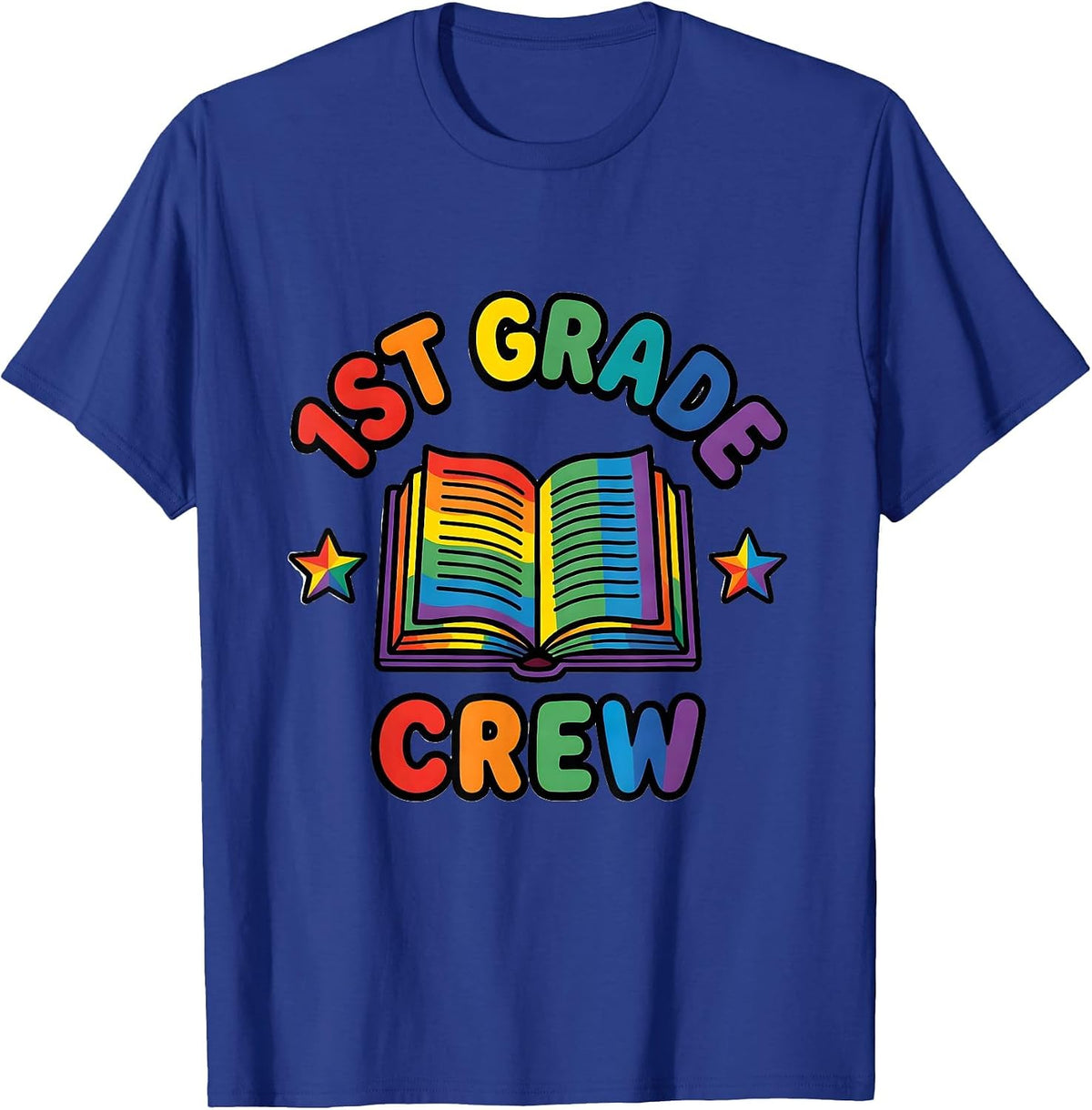 Men's 1st Grade Crew Colorful Teacher Student Back To School T-Shirt - Royal Blue