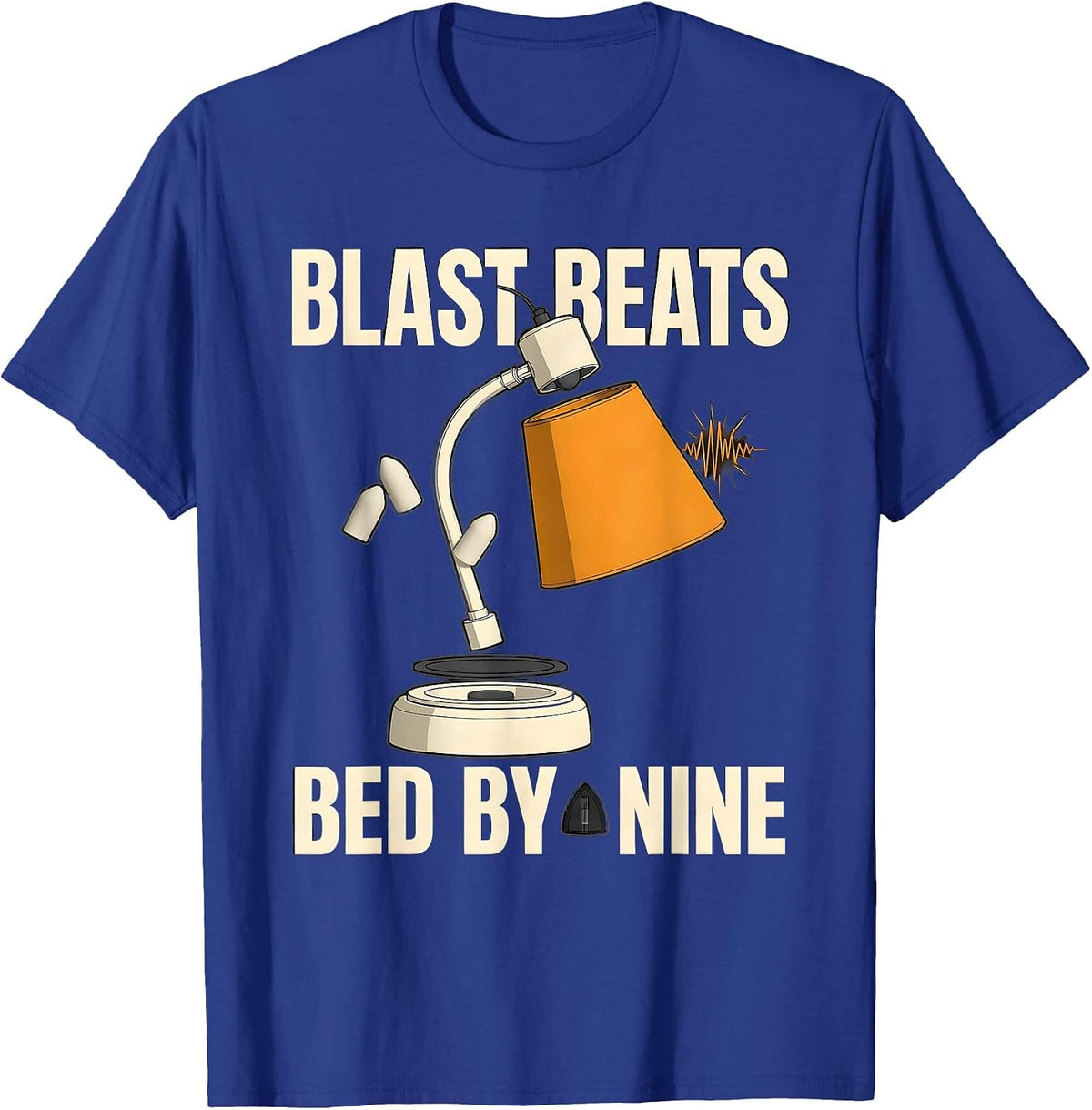 Blast Beats Bed By Nine Funny Heavy Metal Fan Humor T-Shirt - Royal Blue