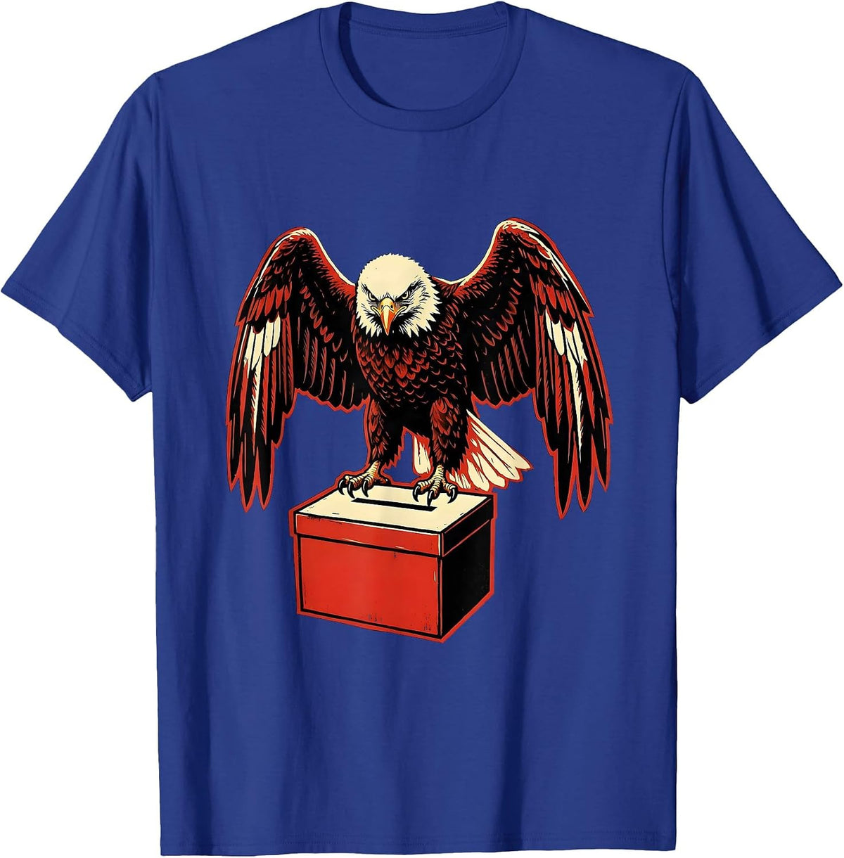 Men's Eagle on Ballot Box Civic Pride Illustration T-Shirt - Royal Blue