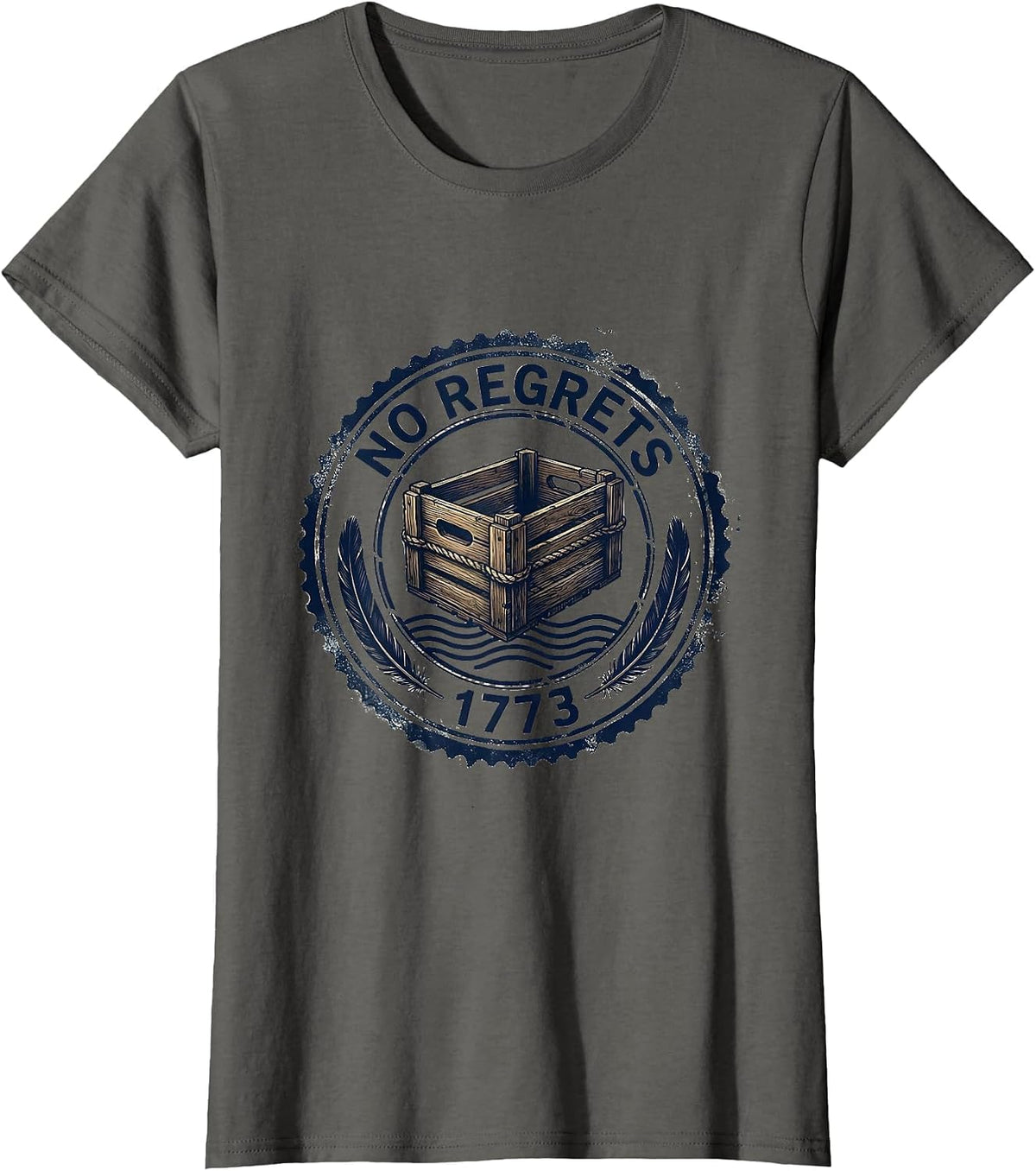 Women's No Regrets 1773 Rubber Stamp Funny History Teacher 4th T-Shirt - Asphalt Grey