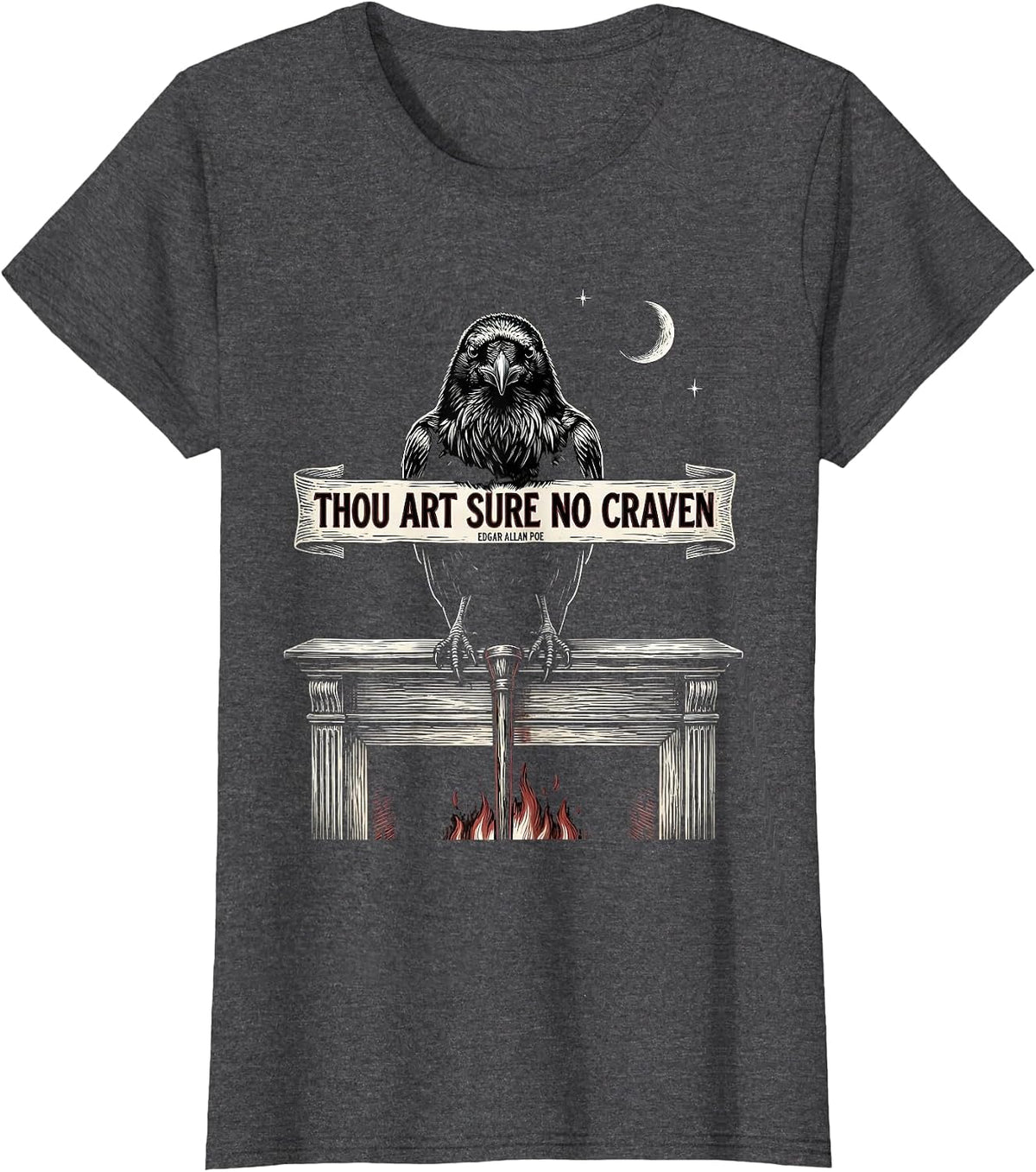Women's Thou Art Sure No Craven — Edgar Allan Poe Gothic T-Shirt - Dark Heather Grey