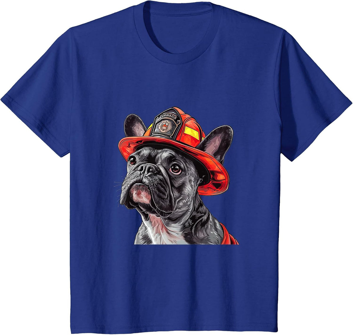 French Bulldog Firefighter Hat Fireman Dog T-Shirt - Royal Blue