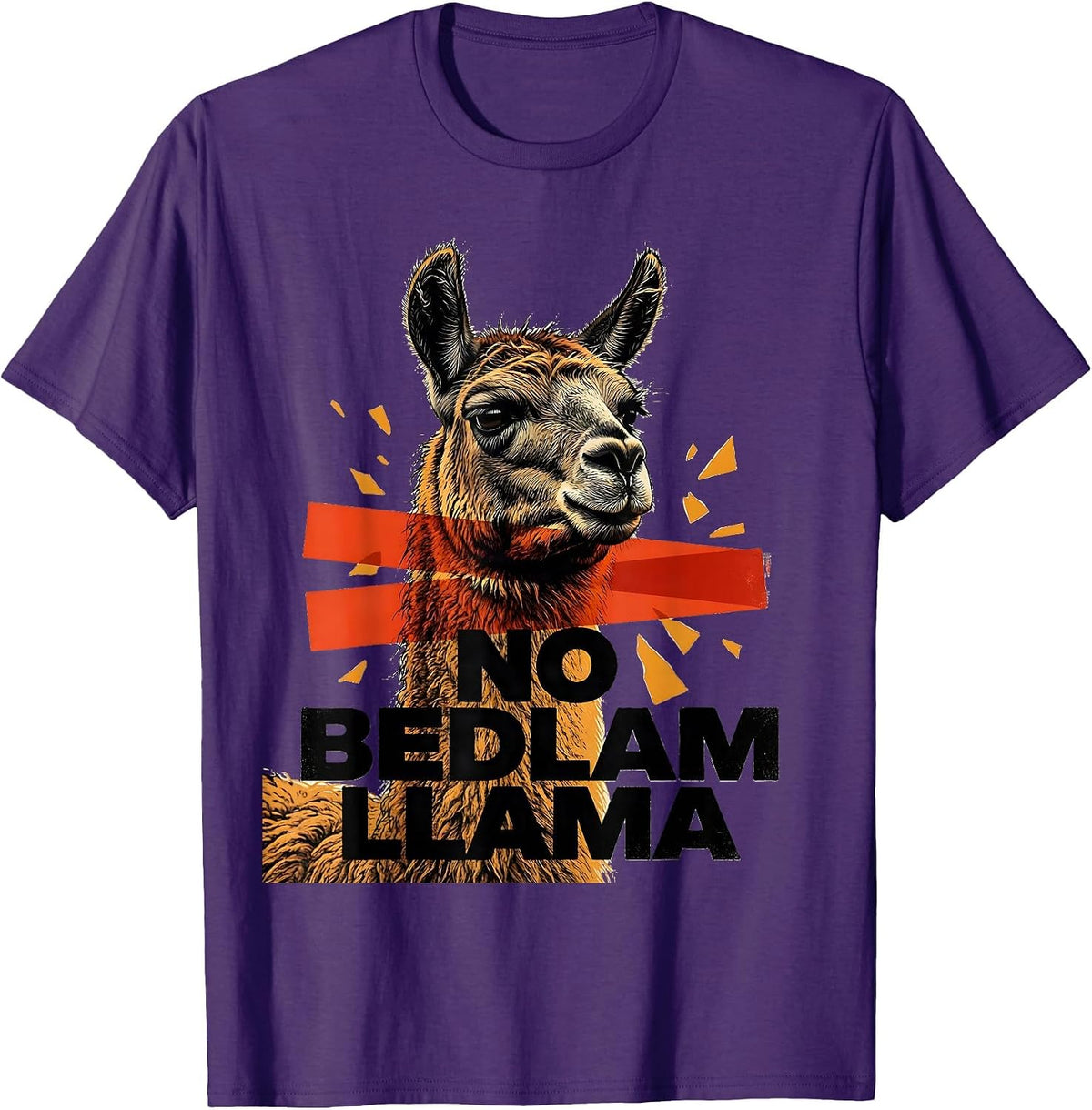 Men's No Bedlam Llama Funny Llama Lover Animal Humor T-Shirt - Purple