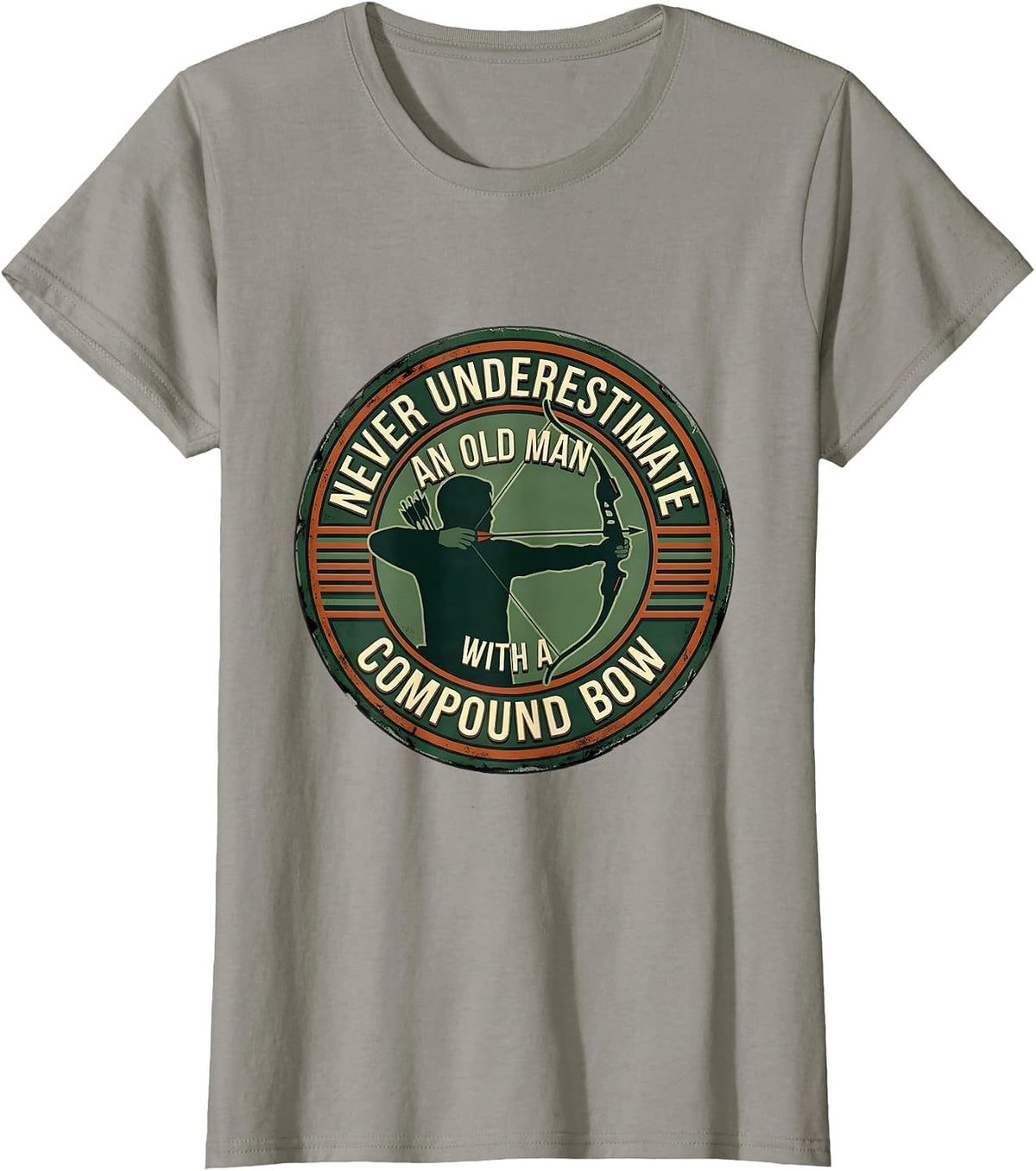 Women's Never Underestimate An Old Man With A Compound Bow Vintage T-Shirt - Slate Grey
