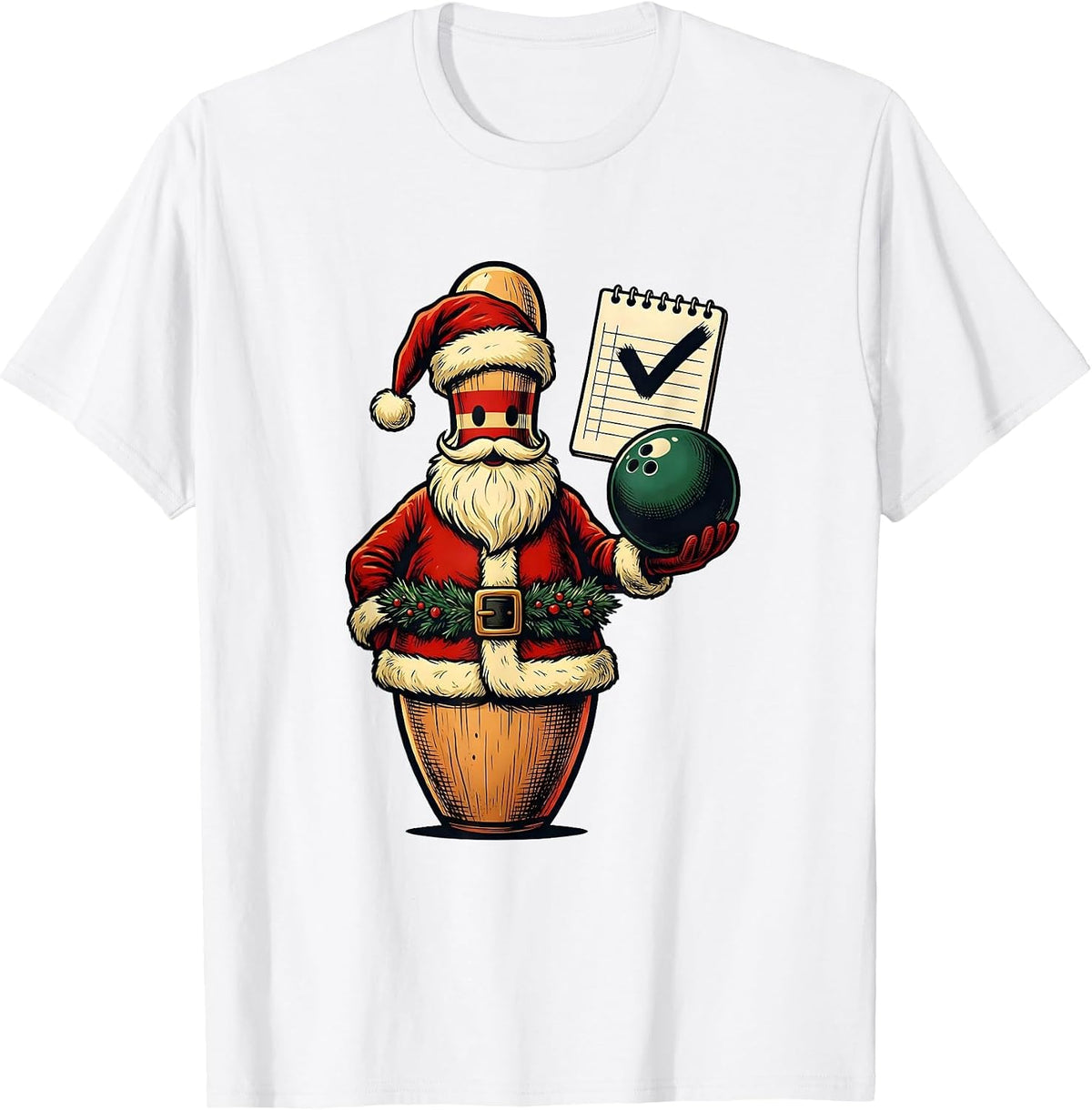 Men's Bowling Santa Magistrate Holiday Humor Funny Bowling Player T-Shirt - White