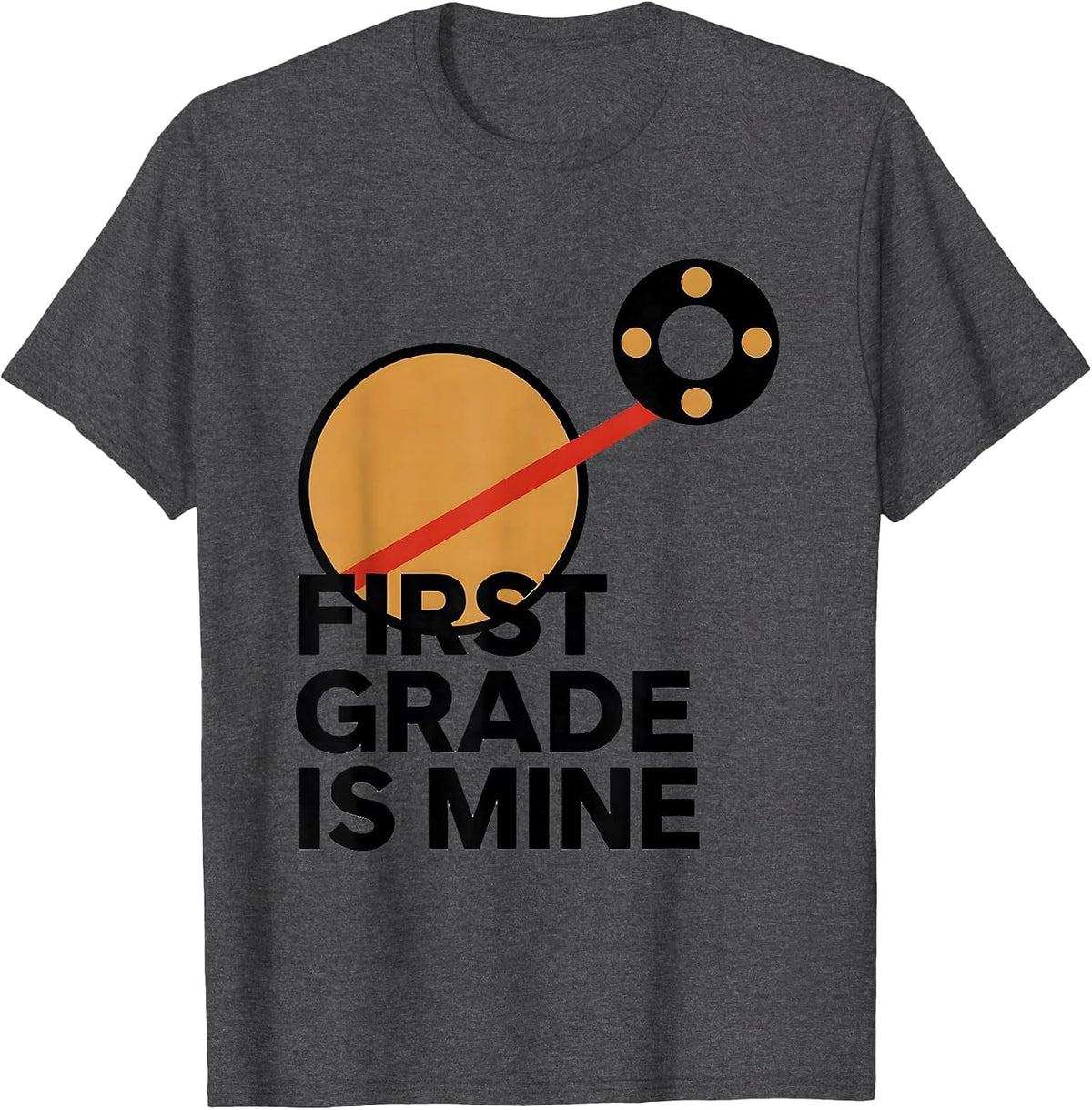 Men's First Grade Is Mine Playful Girly Leopard Print Back T-Shirt - Dark Heather Grey