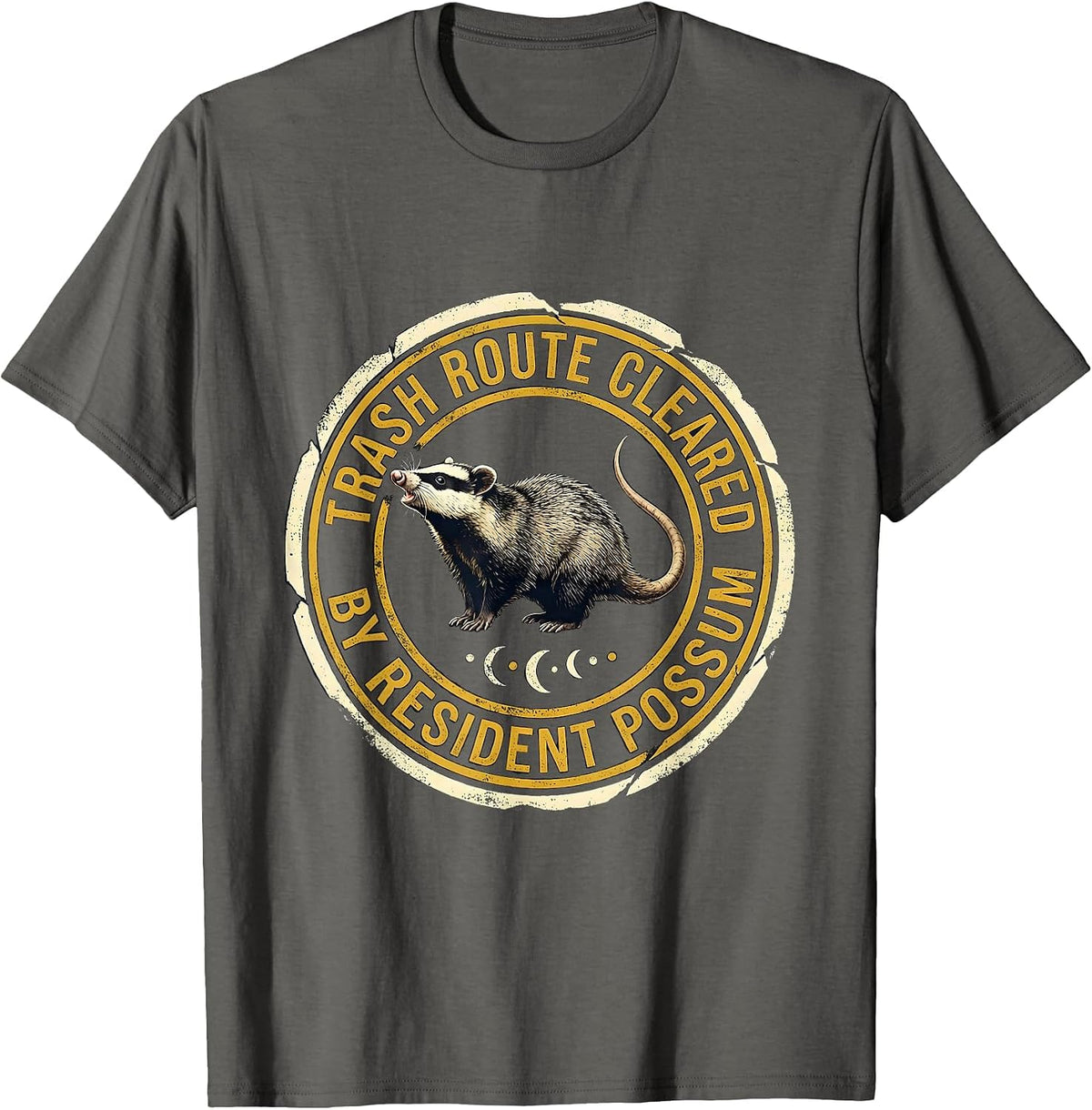 Trash Route Cleared By Resident Possum Funny Opossum Meme T-Shirt - Asphalt Grey