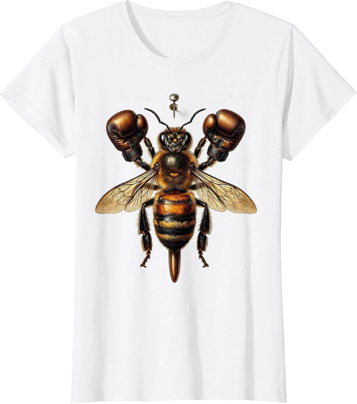 Angry Bee Boxing Gloves Fighter Illustration T-Shirt - White