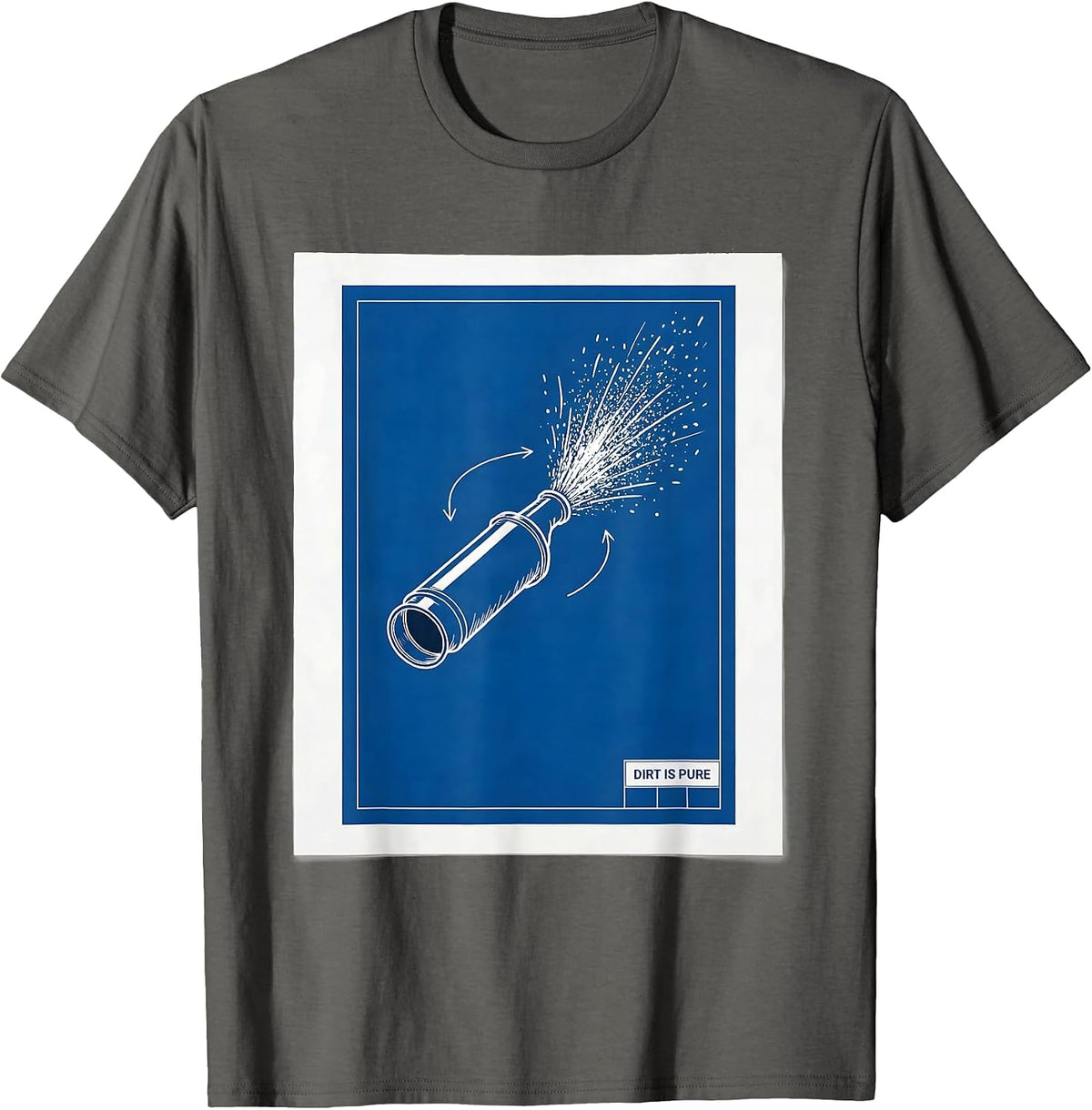 Dirt Is Pure Technical Blueprint Motocross Biker T-Shirt - Asphalt Grey