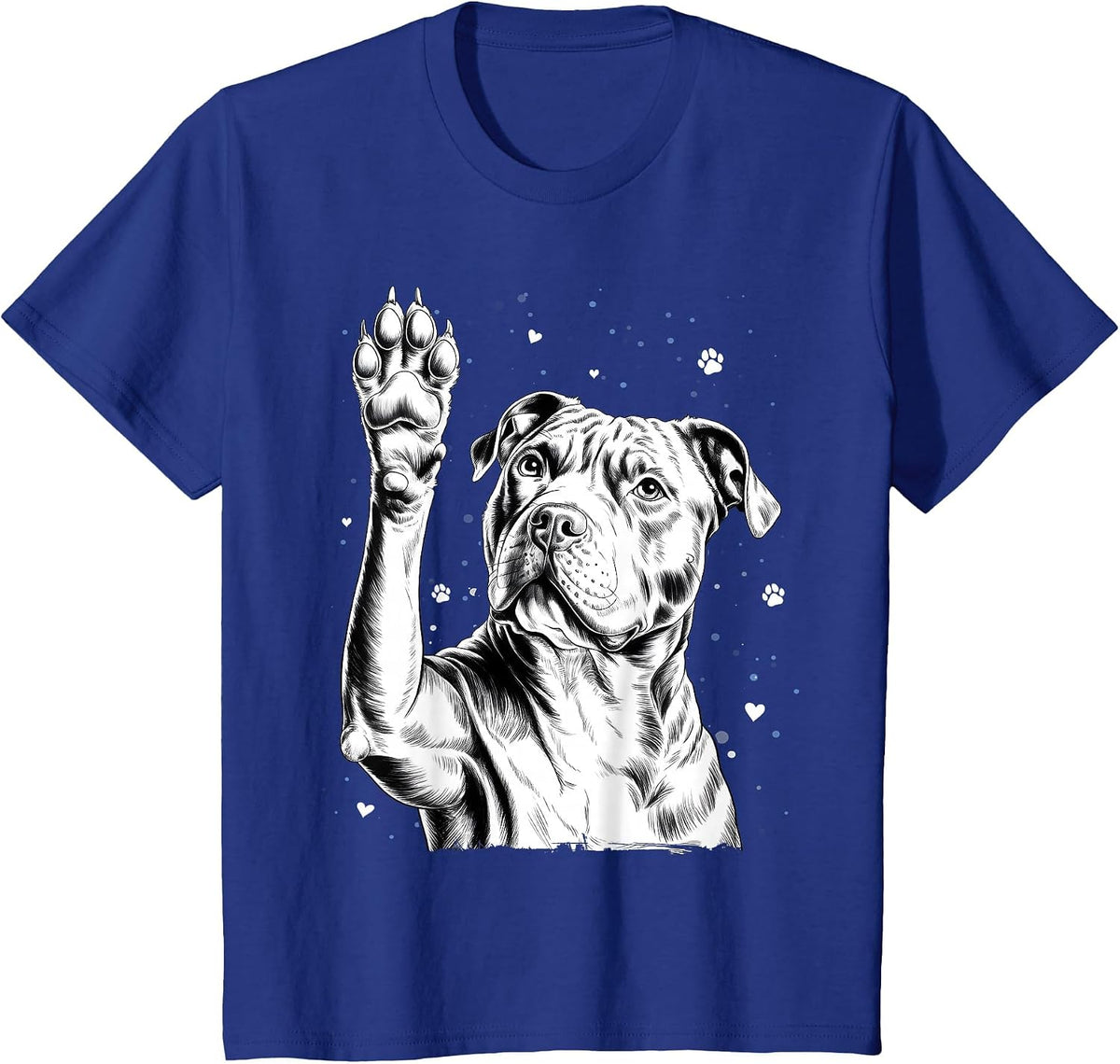 Cute Staffordshire Bull Terrier Staffy Dog Paw Design T-Shirt - Royal Blue
