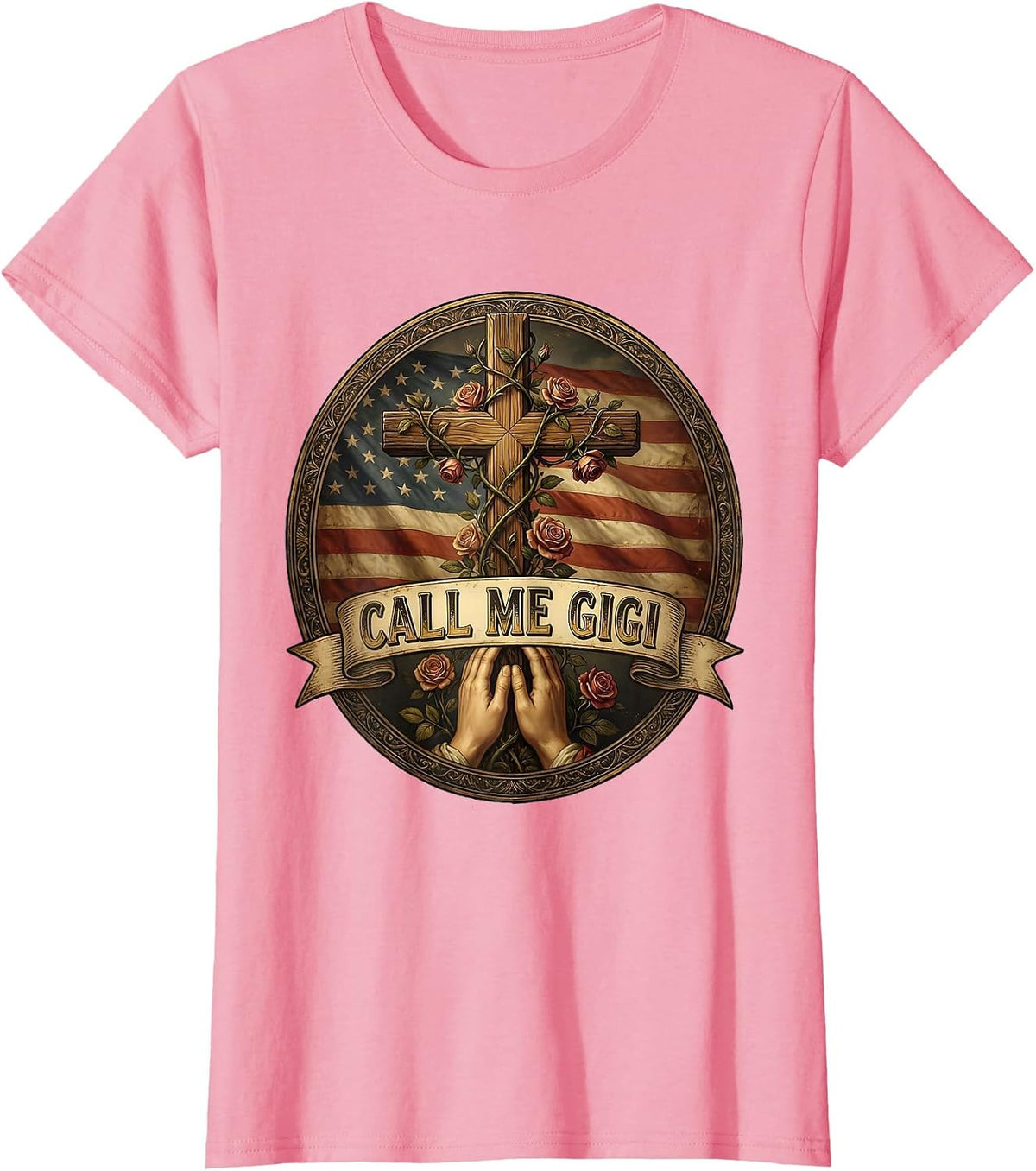Women's Call Me Gigi Grandma Name Design T-Shirt - Pink