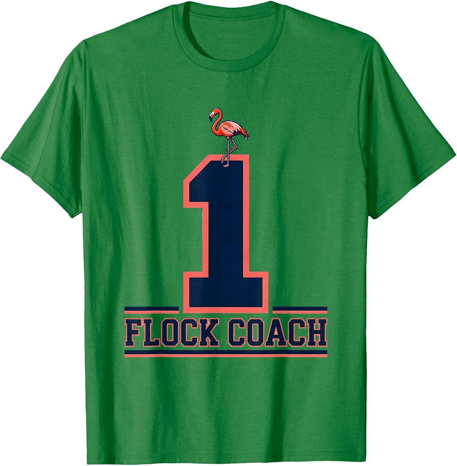 Men's Flock Coach Funny Flamingo Novelty Bird Lover Gift T-Shirt - Kelly Green