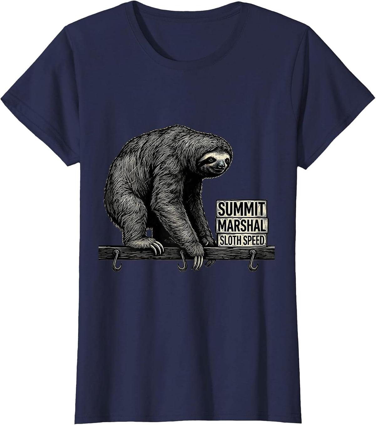 Women's Summit Marshal Sloth Speed Funny Sloth Lover Gift T-Shirt - Navy Blue