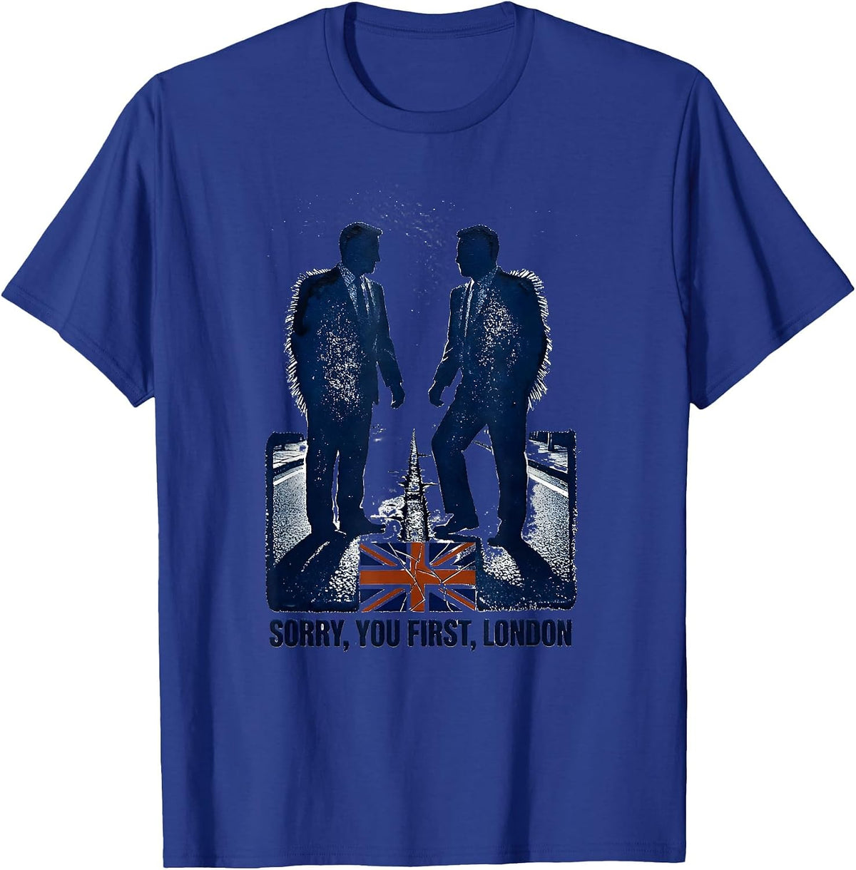 Sorry, You First, London Rubber Stamp UK Flag Travel Pride T-Shirt - Royal Blue