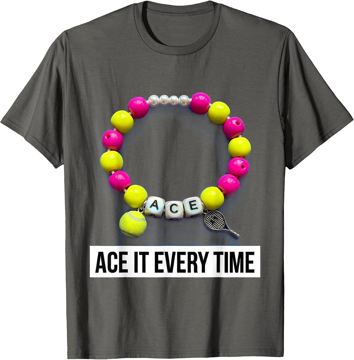 Ace It Every Time Tennis Graphic Design T-Shirt - Asphalt Grey
