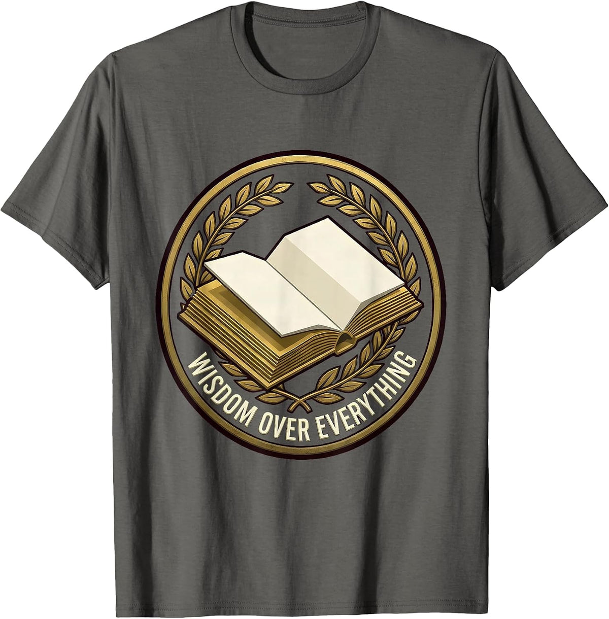 Men's Wisdom Over Everything Renaissance Inspired Design T-Shirt - Asphalt Grey