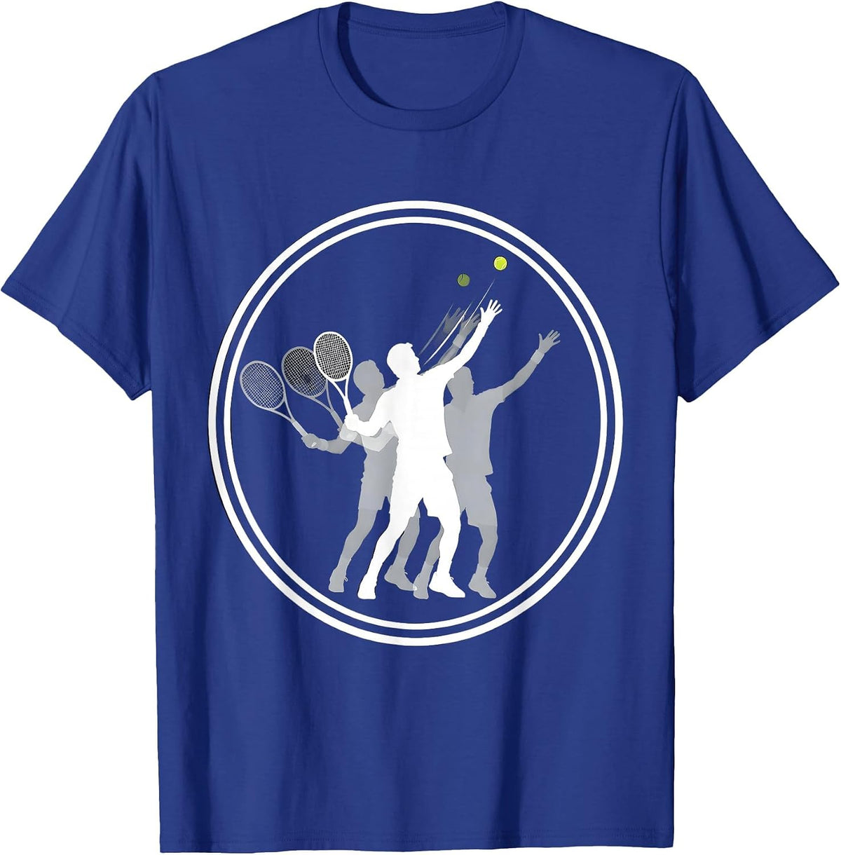 Men's Tennis Serve Stroboscopic Silhouette Design T-Shirt - Royal Blue