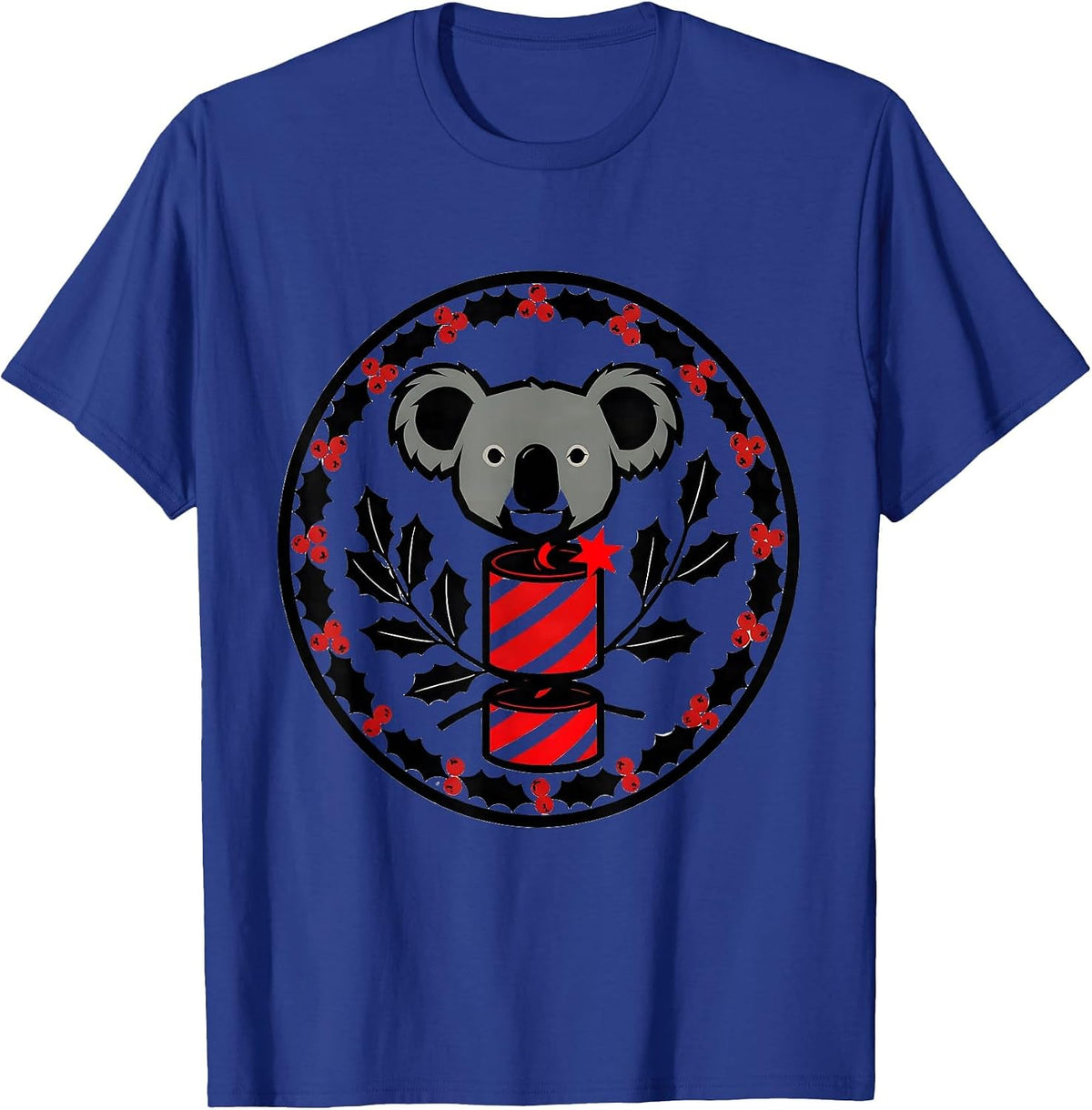 Koala Cracker Holly Shield Cute Australian Animal Lover T-Shirt - Royal Blue