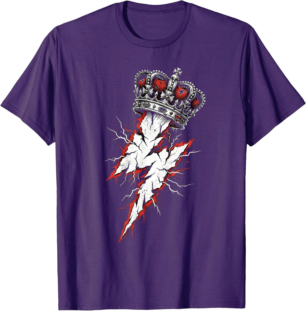 Men's Chaos Coordinator Crown Lightning Bolt Graphic T-Shirt - Purple