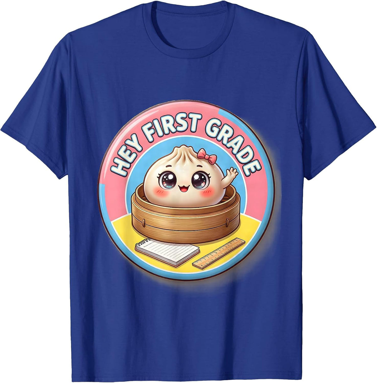 Hey First Grade Cute Dumpling Back to School Girl Teacher T-Shirt - Royal Blue